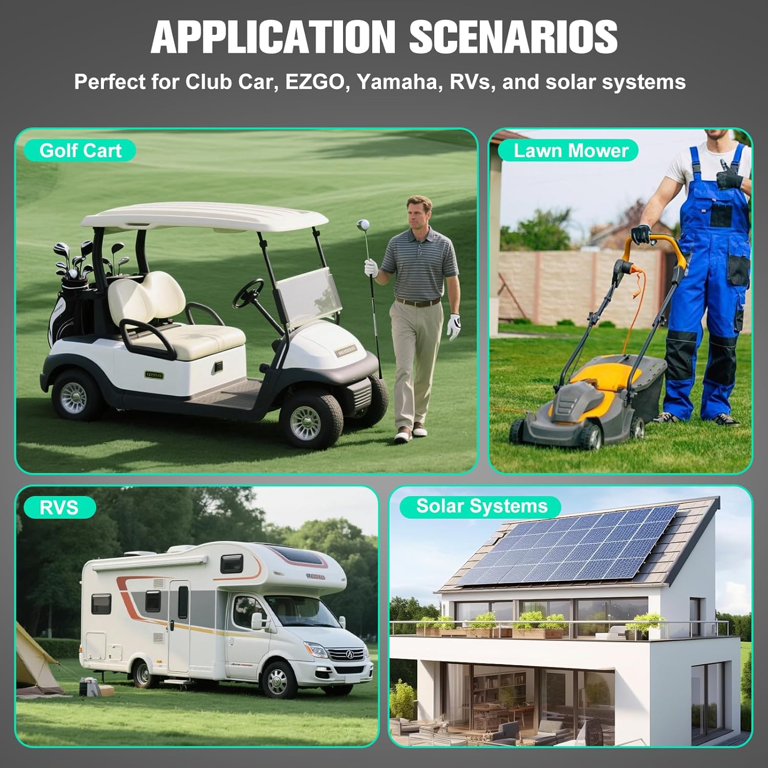 OGRPHY 48V 102Ah Lithium Golf Cart Battery - Conversion Kit w/Built-in 48V to 12V 15A Converter & 200A Smart BMS, APP & Touch Monitor, 18A Fast Charger, 4000+ Cycles, Fits Club Car/EZGO/Yamaha