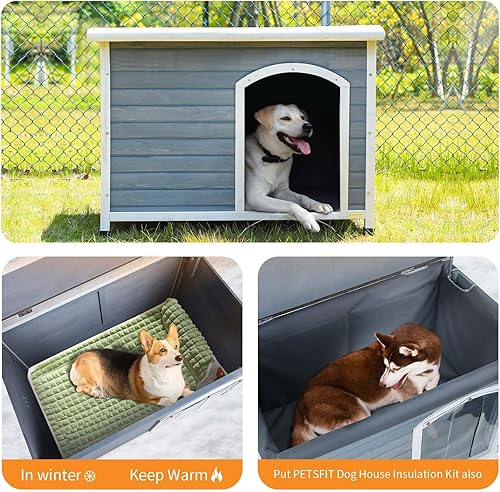 Miniatura 6 de Petsfit - casetas cuchas de madera para perros pequeños, medianos y perros grandes, resistente a la intemperie para perros, con patas elevadas.