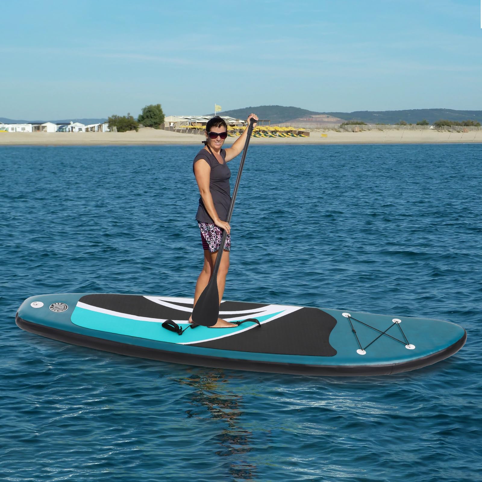 Nadmuchiwana deska do wiosłowania Stand Up z akcesoriami SUP, deska surfingowa dla dorosłych, młodzieży 305 x 76 x 10 cm