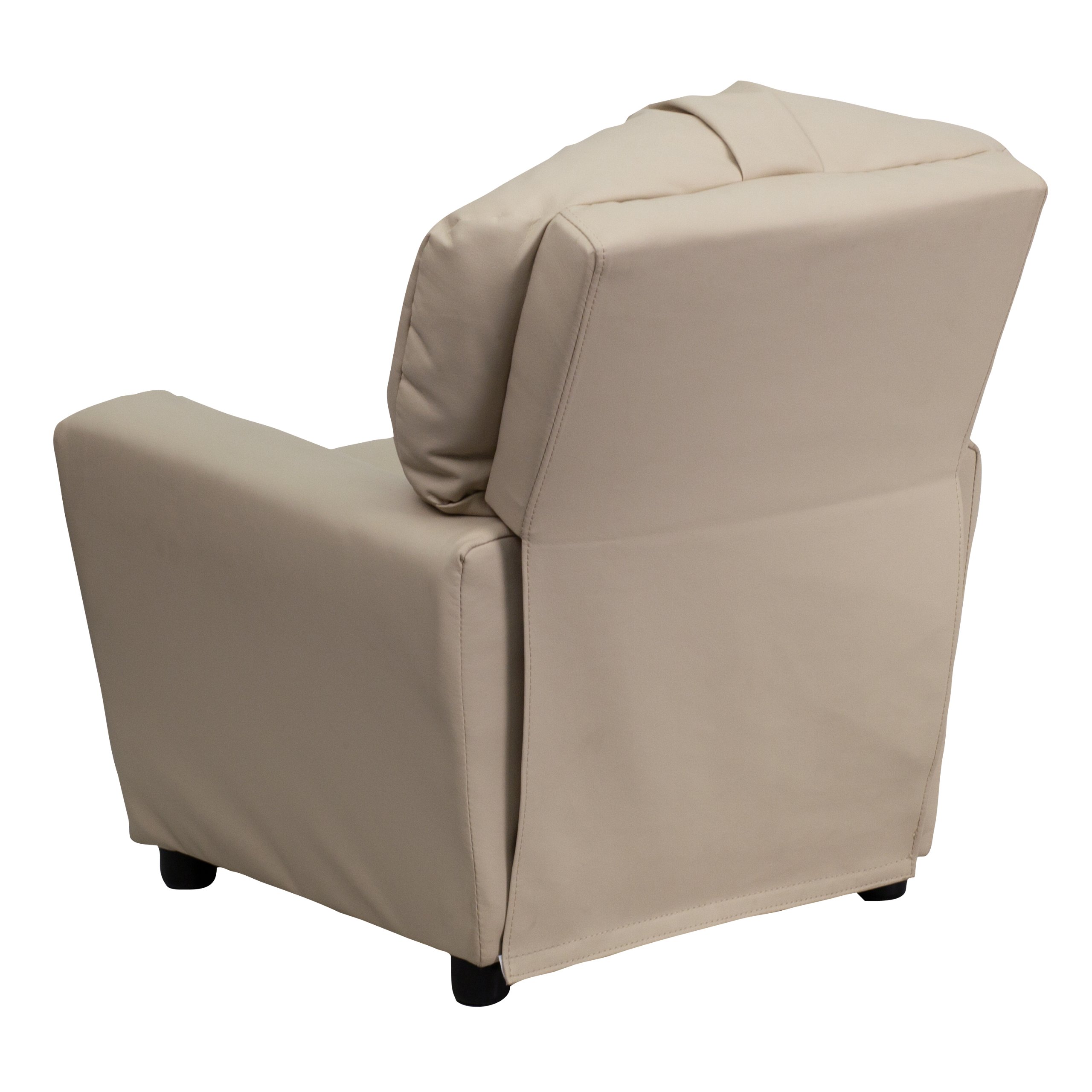 Flash Furniture Współczesny leżak dziecięcy z uchwytem na kubki, drewno, beżowy winyl, 66,04 x 53,34 x 53,34 cm