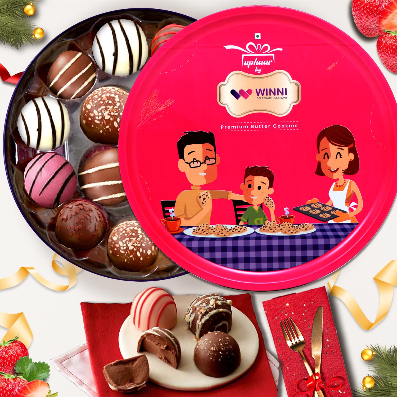 WINNI - 30 Pcs Decadent Delights Truffles Chocolates With Tin Box | Belgian Chocolates Gift | Premium Handmade Celebration Chocolate Gift Box For Birthday, Anniversary, Valentine's Day, Partner, Couple, Girlfriend, Boyfriend, Girls, Boys, Students, Kids | Chocolate Bouquet & Hamper | Return Gift