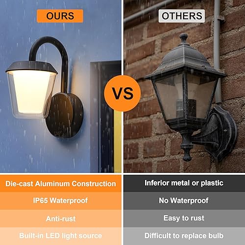 Miniatura 5 de LMP Lámpara exterior, montaje en pared, lámparas negras para exteriores, luces de porche, impermeables, antioxidantes