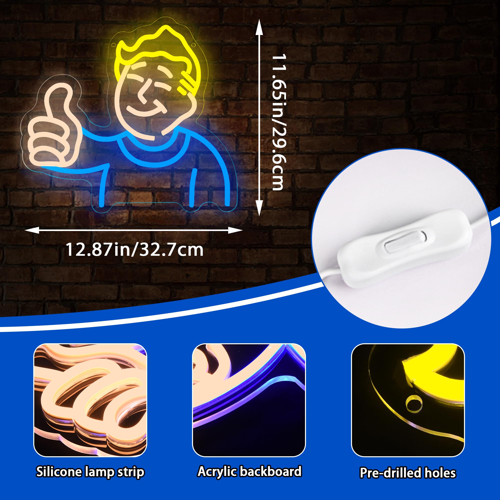 Insegna al neon per decorazione da parete, luce al neon per uomo, grotta, videogiochi, luce a LED, per camera da letto, dormitorio, bar, feste, caffè, decorazione regalo di compleanno per giocatori