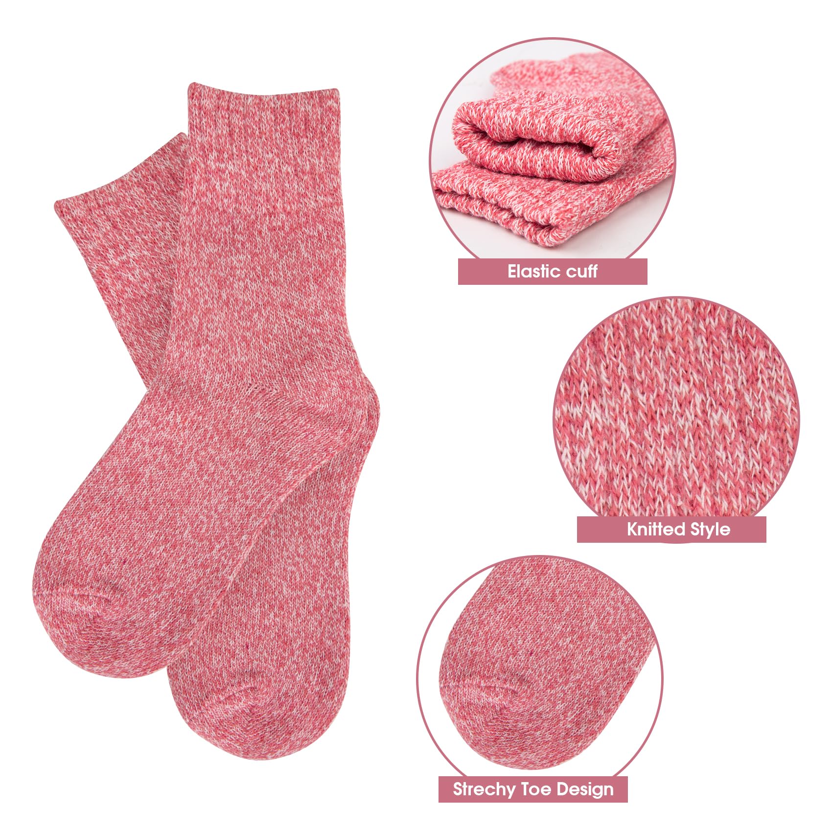 Chalier Finery 5 Paia Calze Invernali di Lana da Donna, Calzini Termiche Spesse da Donna, Calze Caldo Cotone Donna, Regalo di Natale per il Compleanno da Donna