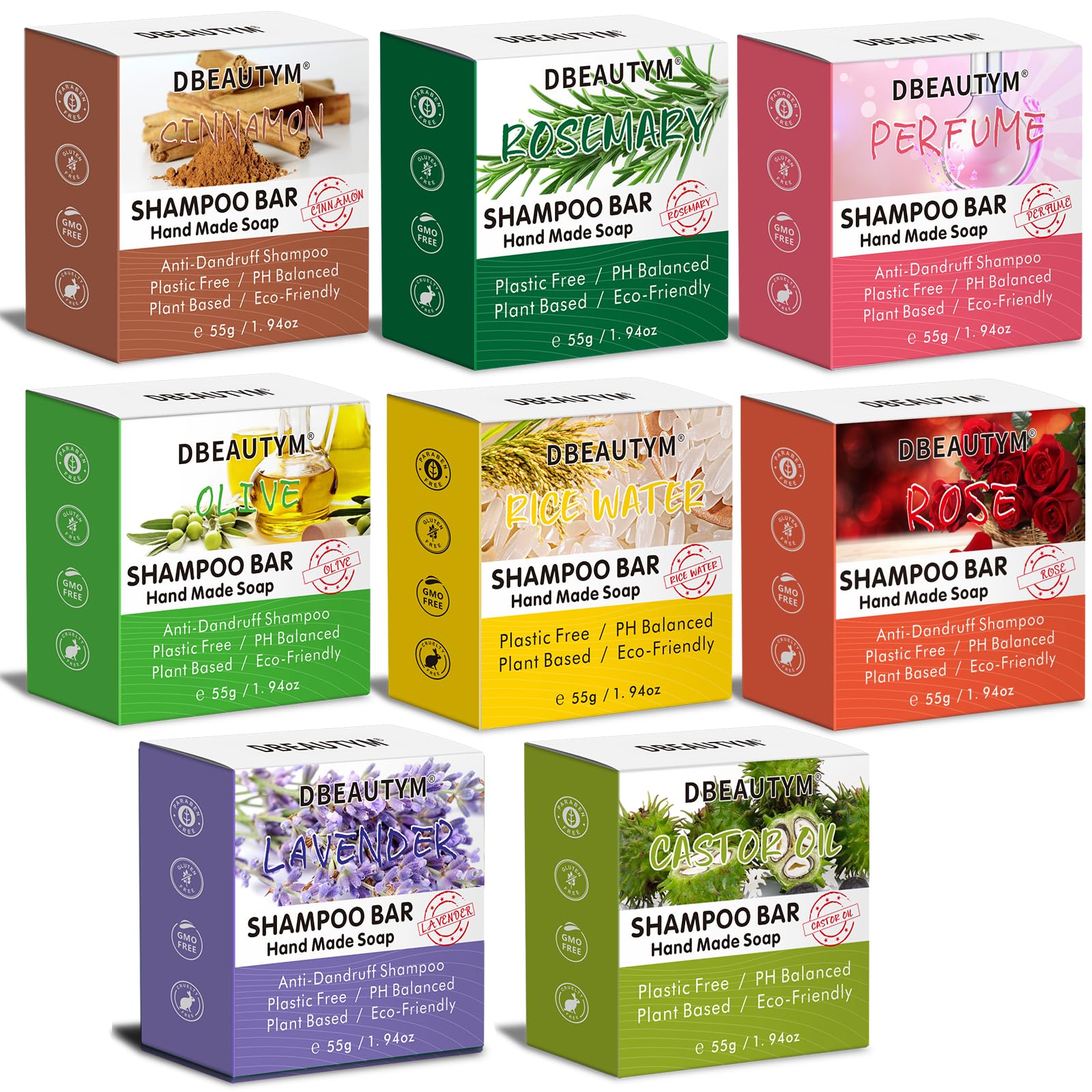 8 Pack Shampoo Bar Gift Set,Natural Soap, Solid Dry Damaged Hair With Plant Essence Oil Helps Stop Loss and Promotes Healthy Growth, Travel Size Bulk Set