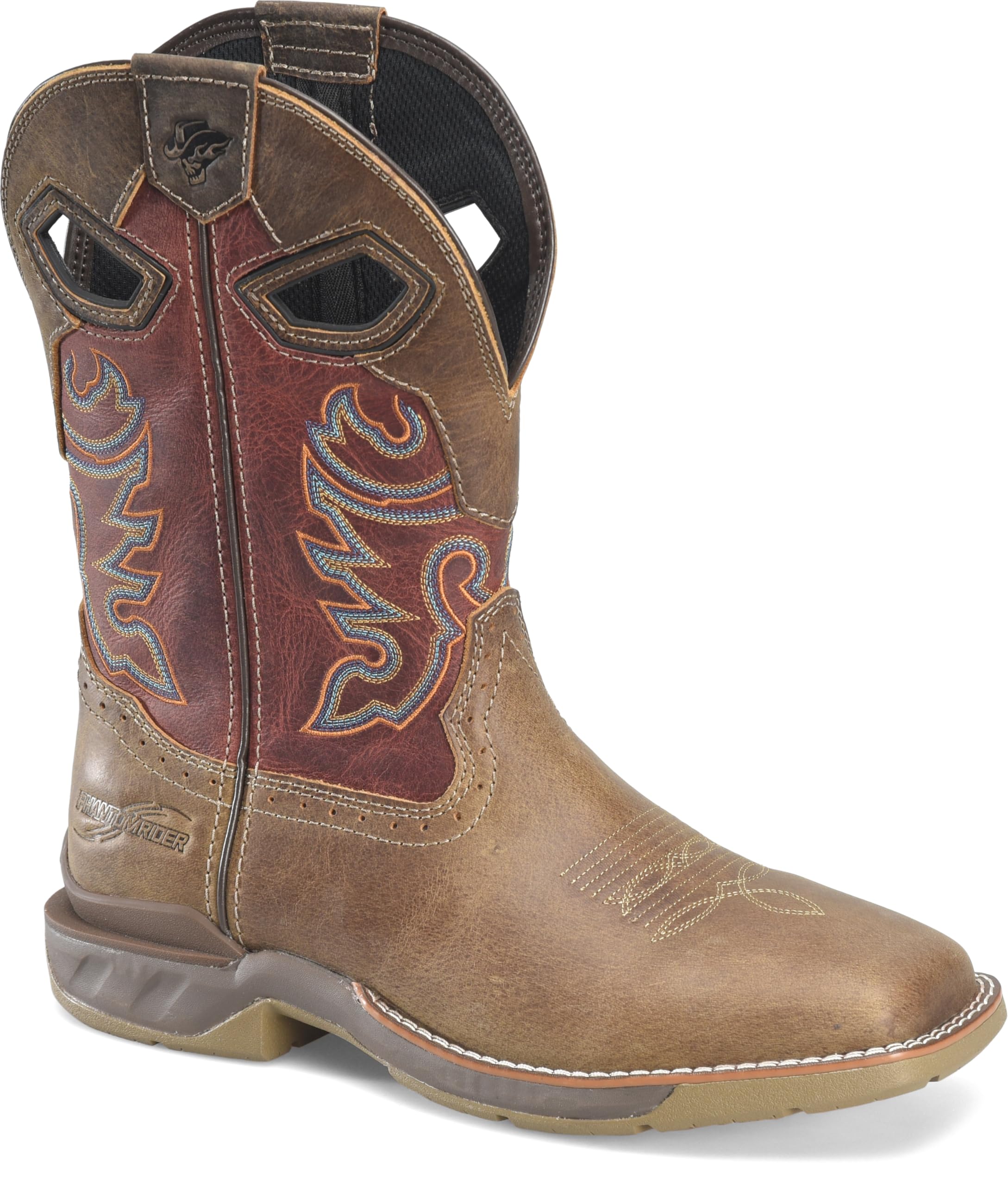 PHANTOM RIDER Alridge 11" Wide Square Toe Roper, Durable Leather Work Boot for Men, Slip-Resistant, Comfortable Fit
