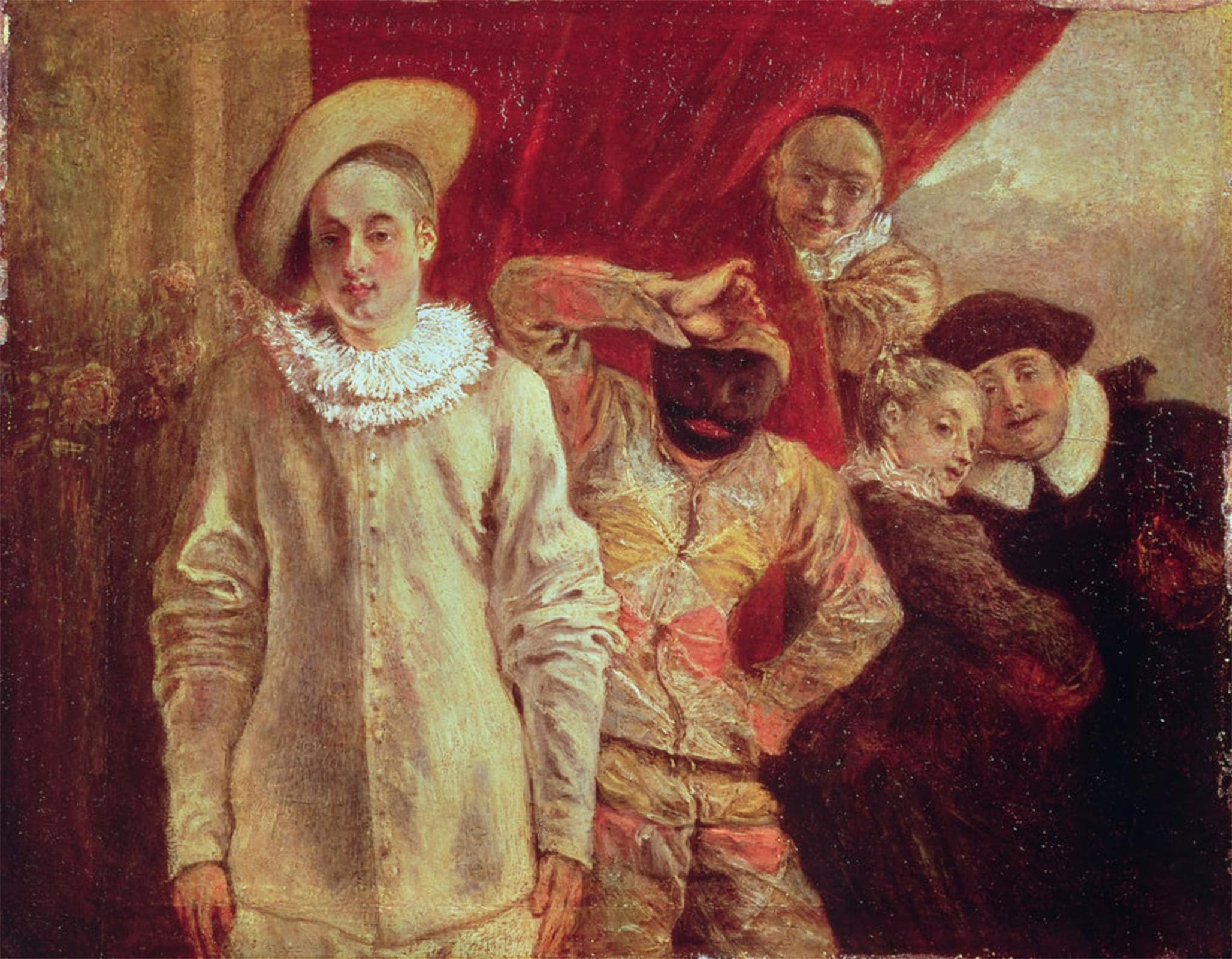 ARTXLXXBN Famous Prints Artwork Pictures Poster Painting Art Harlequin Pierrot and Scapin by Jean Antoine Watteau Artwork Landscape Pictures for Home Decor 60x90cm