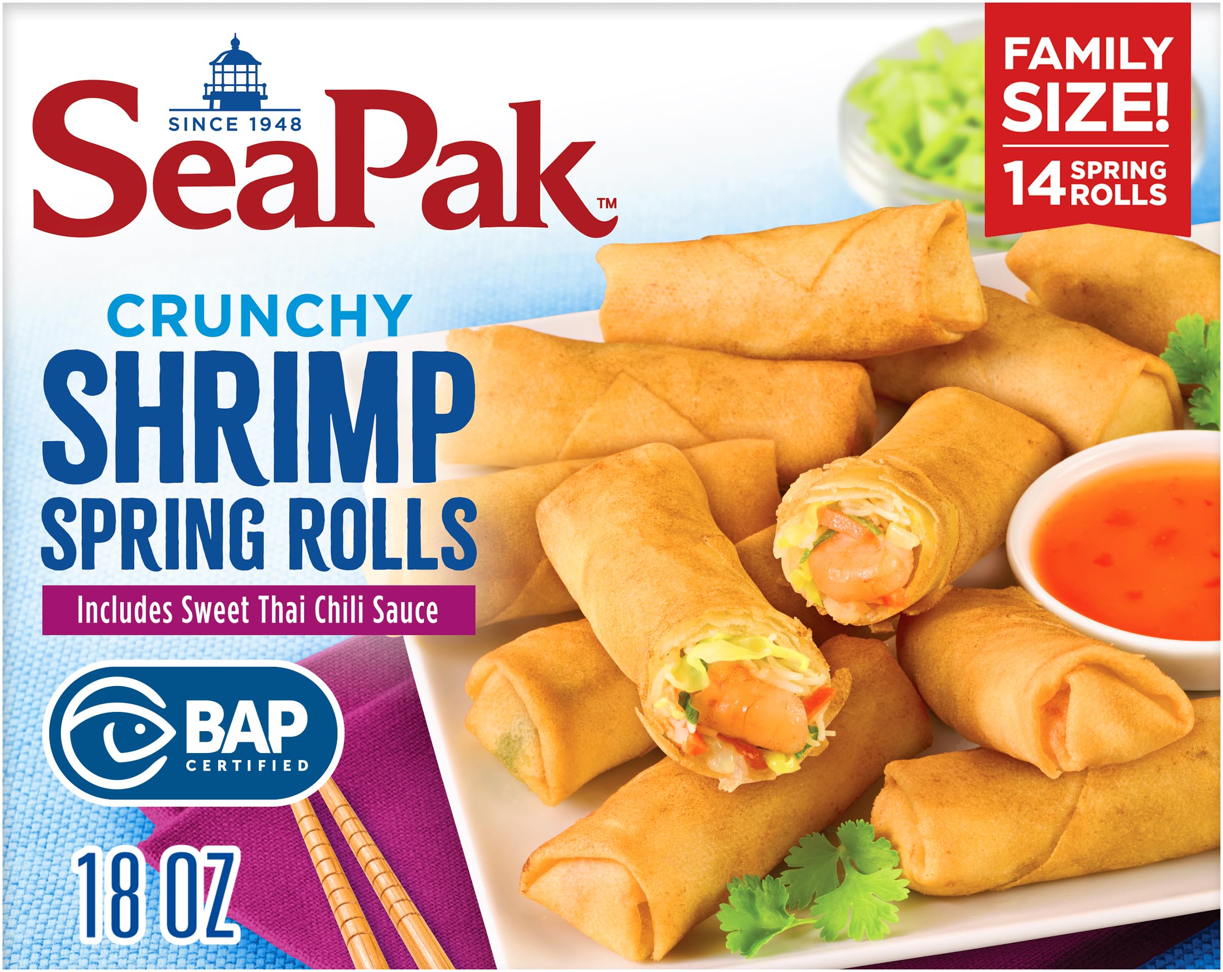 SeaPak Frozen Meals - Shrimp Spring Rolls with Sweet Chili Sauce Easy to Bake Frozen Appetizers for Parties — view 3
