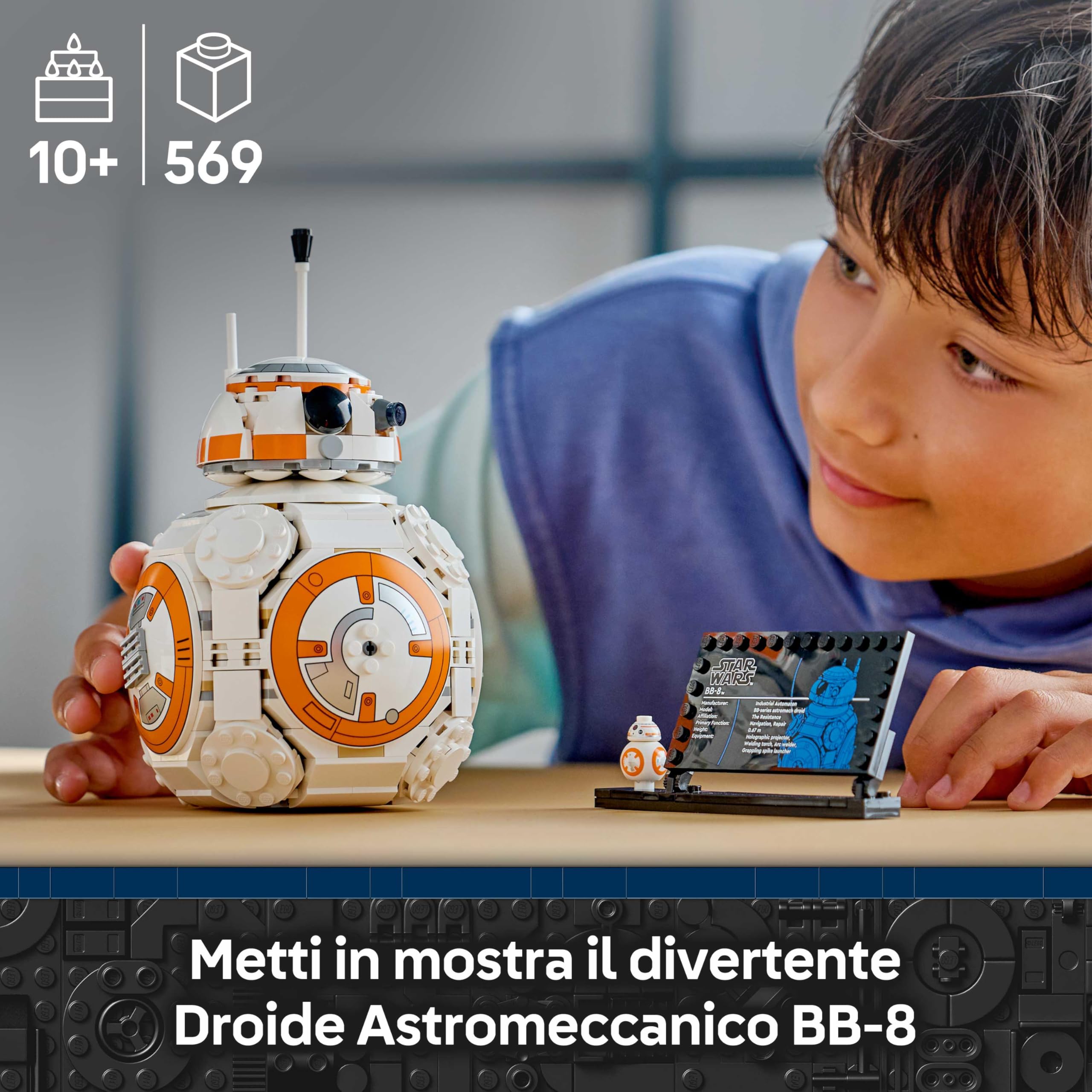 LEGO Star Wars 75452 Droide Astromeccanico BB-8 Kit di Modellismo - Action Figure Giocattolo con Testa Rotante - Decorazione per la Camera da Letto - Regalo per Ragazzi, Ragazze e Fan da 10 Anni in su