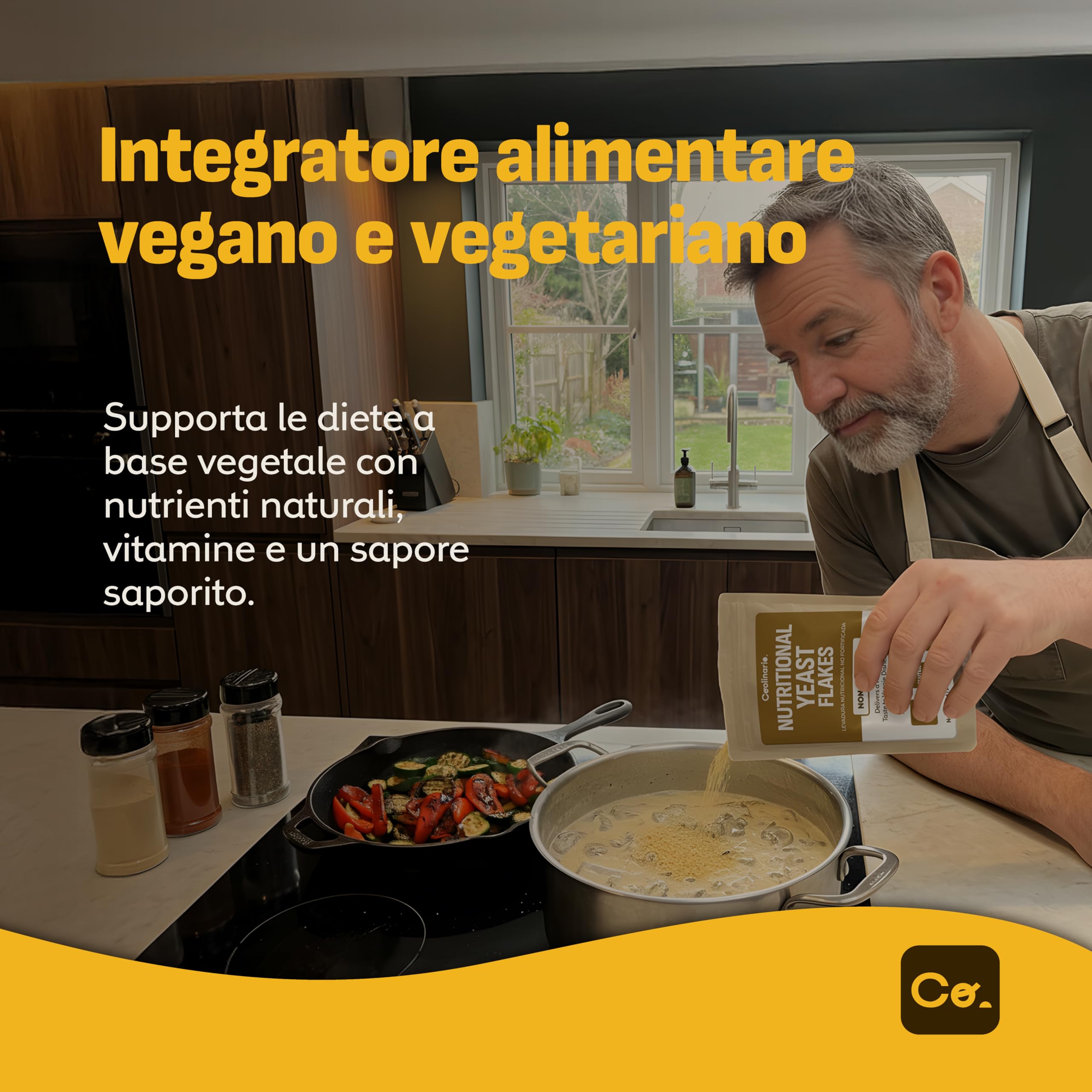 Coolinario Lievito Alimentare Non Fortificato (56 g) | Condimento Naturale Vegano Ricco di Proteine e Fibre | Sapore Tostato per Piatti Salati | Senza Glutine e 100% Vegetale