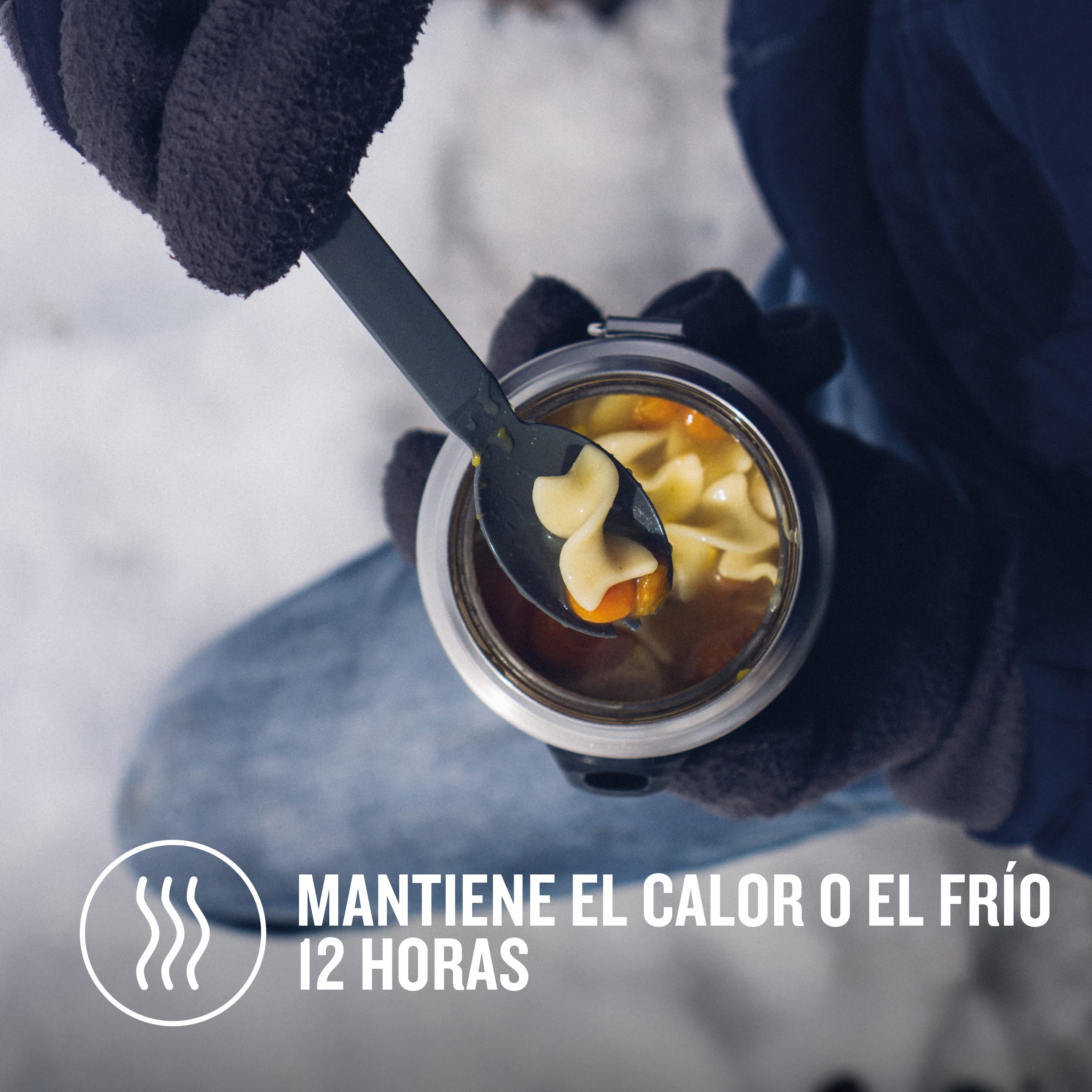 STANLEY Adventure Fiambrera Termica Acero Inoxidable 0.53L with Spork - Termo Comida Caliente Adulto Sin BPA - Mantiene Frío o Calor 12 Horas - Tapa Doble que Sirve de Taza