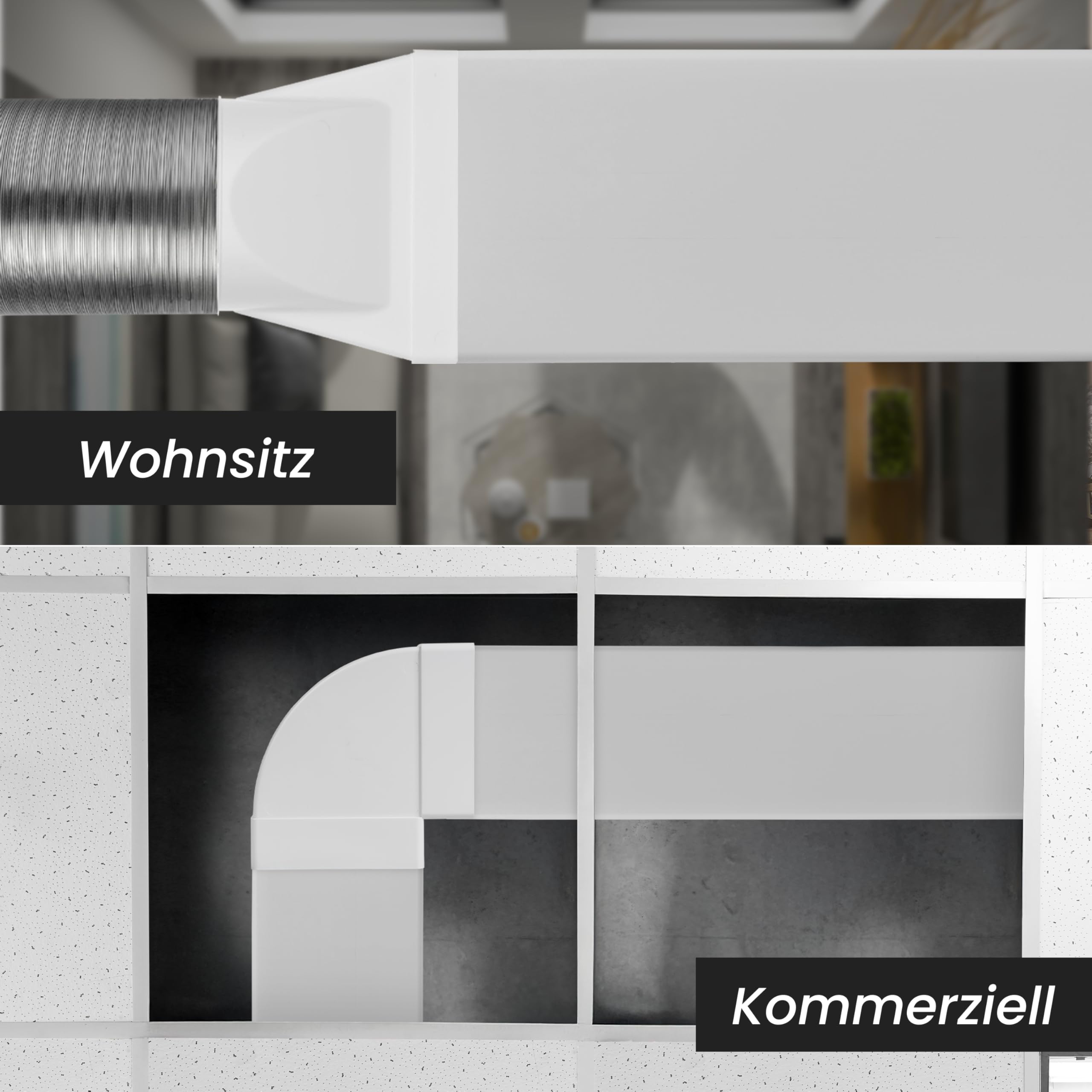 Repa Market Canal plano de 120 x 60 mm, rectangular, de plástico, 1 m de largo, sistema de ventilación, conexión para calefacción, refrigeración, conducto de aire acondicionado, conducto