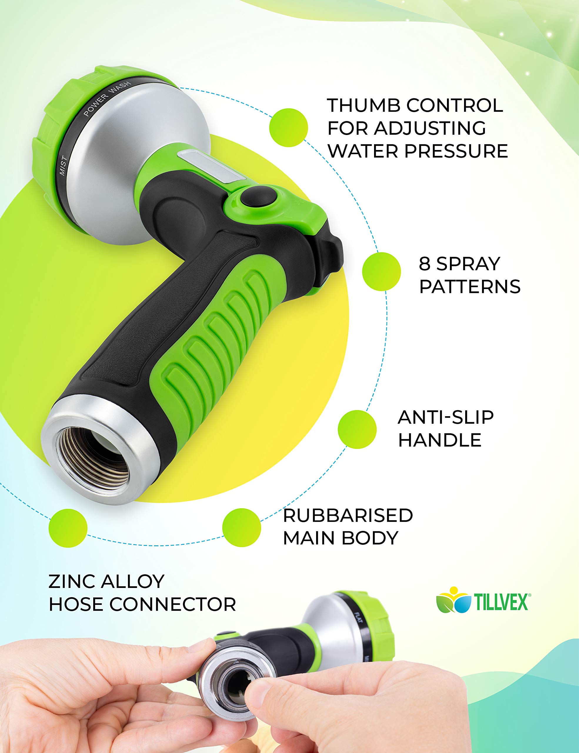 Tillvex Pistolet D'arrosage Premium 10 Fonctions | Pour Tous Les