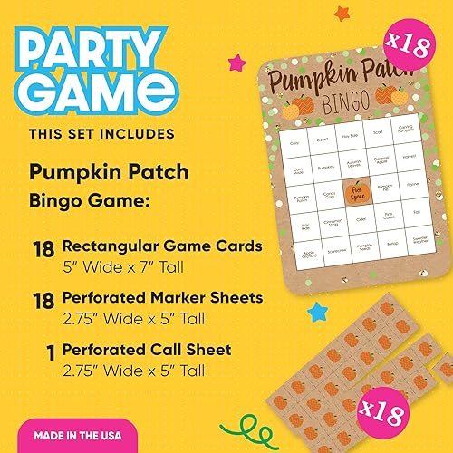 Miniatura 2 de Big Dot of Happiness Pumpkin Patch - Tarjetas de bingo y marcadores - Juego de bingo para otoño, Halloween o Acción de Gracias - Juego de 18