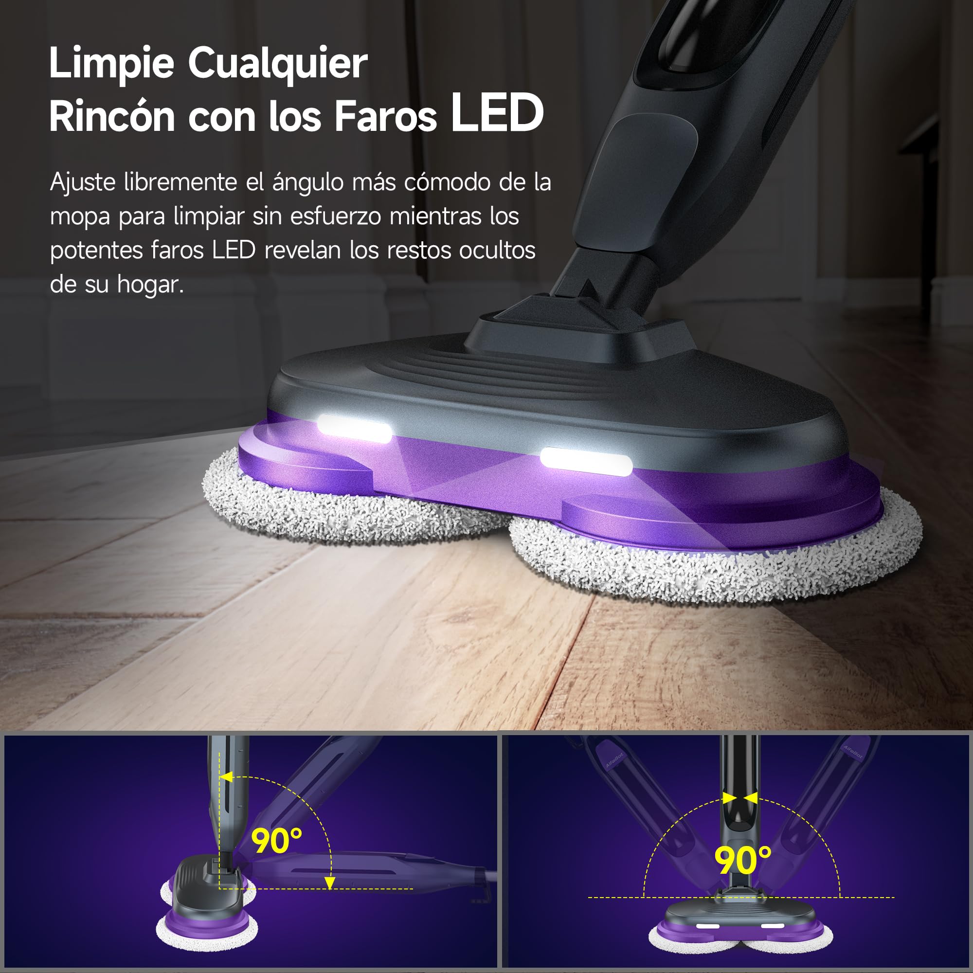 Fregadora de Vapor AlfaBot F2 | Limpieza Profunda Sin Químicos | Elimina 99.9% Bacterias | Para Suelos de Madera/Laminado 3 Bares
