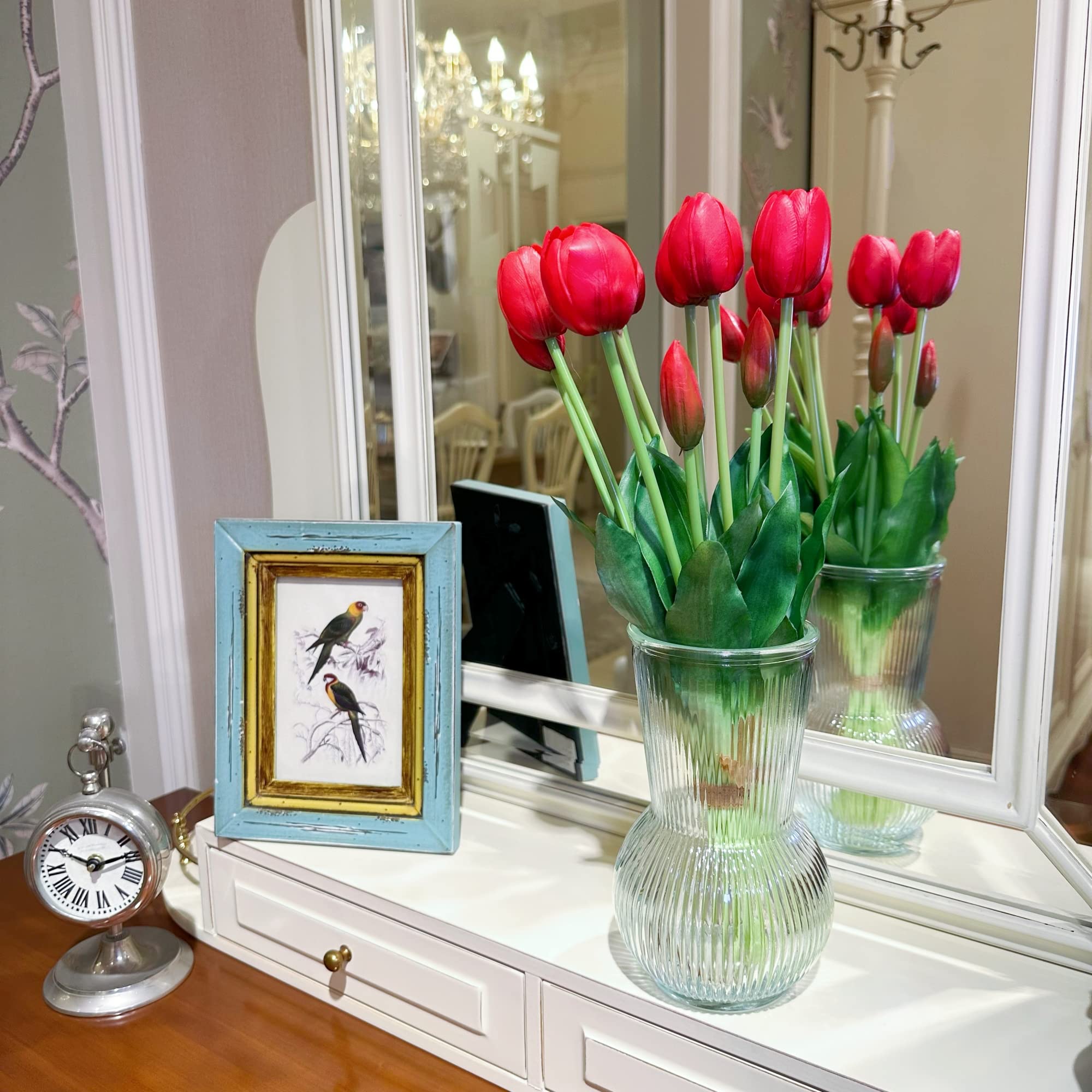 WAKISAKI 16-inch Premium Real Touch Fake Tulips, Artificial Flowers with Buds, Flexible Stem Easy to Shape - Image 4