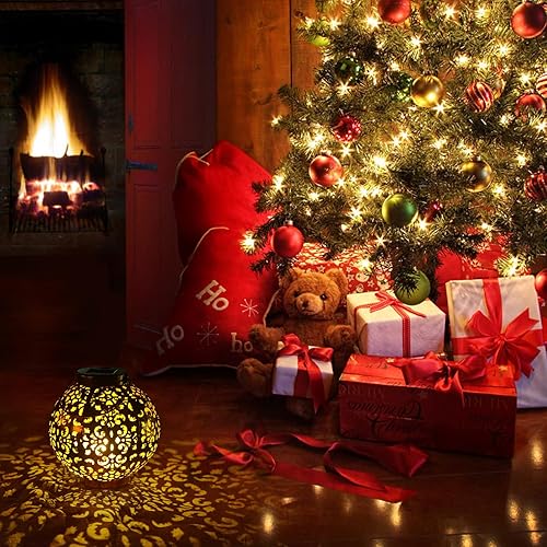 Miniatura 6 de Paquete de 2 faroles solares para exteriores, impermeables, colgantes, faroles solares de jardín retro de color blanco cálido, farol de metal hueco,