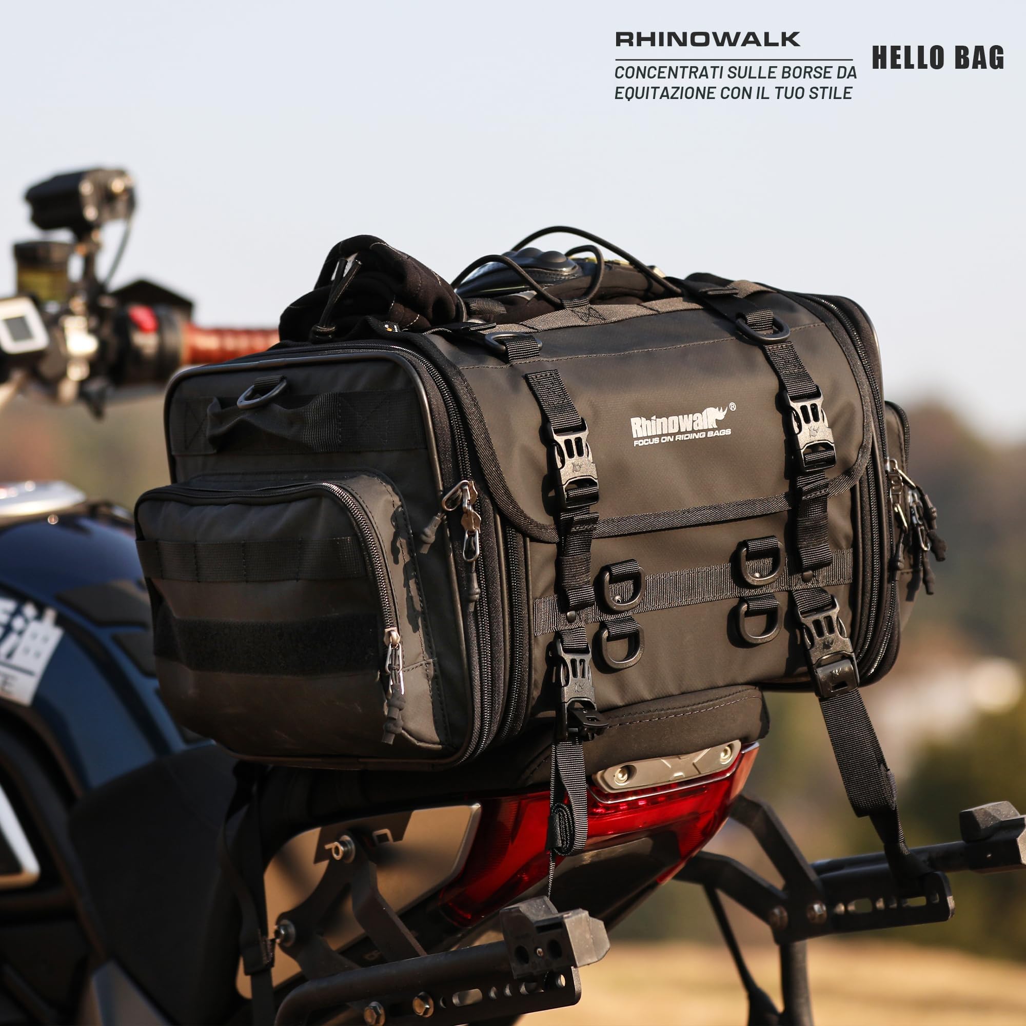 Rhinowalk Borsa posteriore per moto impermeabile 45 L nero