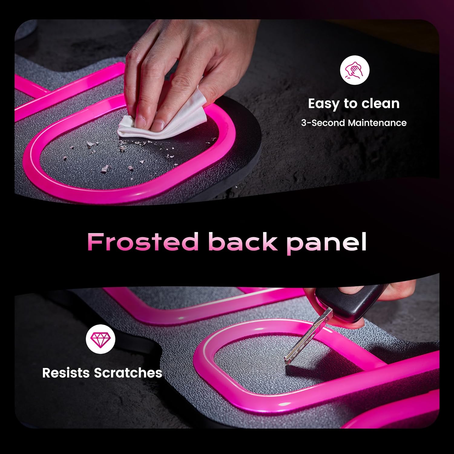 24 inch Neon Open Signs for Business, Open Sign with Textured Backboard LED Anti-Scratch Easy Dedust Neon Light for Business(Pink)