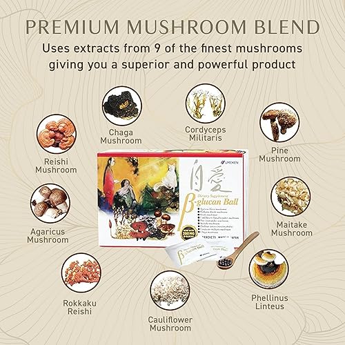 Miniatura 5 de Umeken Beta Glucan - Impulso inmunológico, extracto de hongos, suplemento dietético, 90 paquetes, suministro de 3 meses, 4.8 onzas