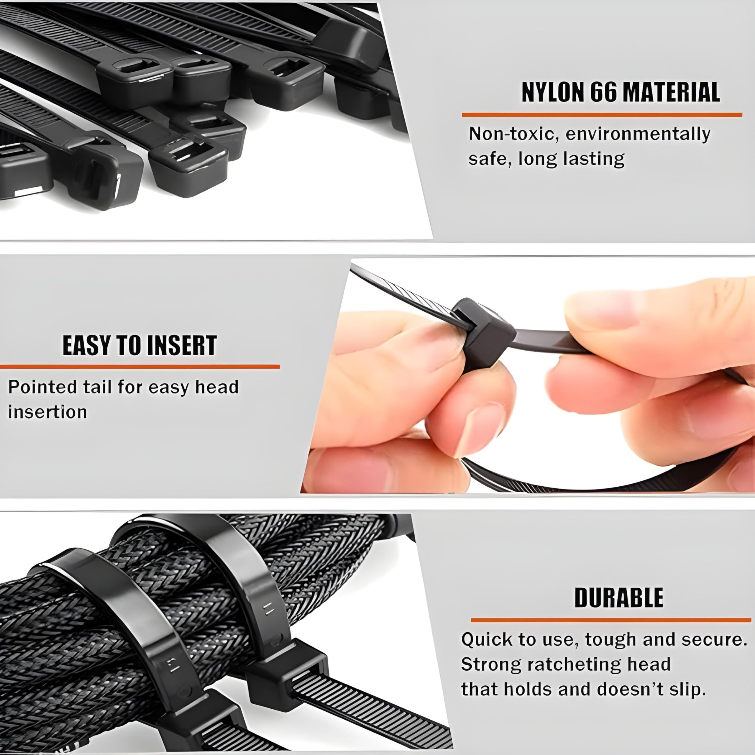 Oblivion Cable Ties - 100 Pack, Self Locking -4 Oblivion Cable Ties - 100 Pack, Self Locking -4