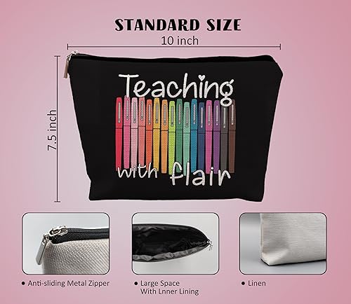 Miniatura 5 de uinwk Bolsa de maquillaje para profesores,Enseñanza con bolso cosmético de estilo,Regalos de agradecimiento para maestros,Regalos de bolsa de