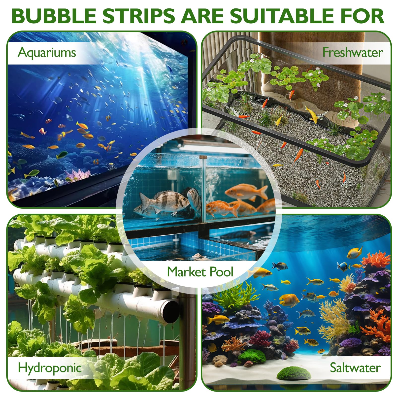 Akwarium Bubble Bar,Zestaw kamieni powietrznych do akwarium, mały Nano Bubble Stone, Super Wysoki Dyfuzor tlenu rozpuszczonego, do akwariów słodkowodnych i morskich (30cm)