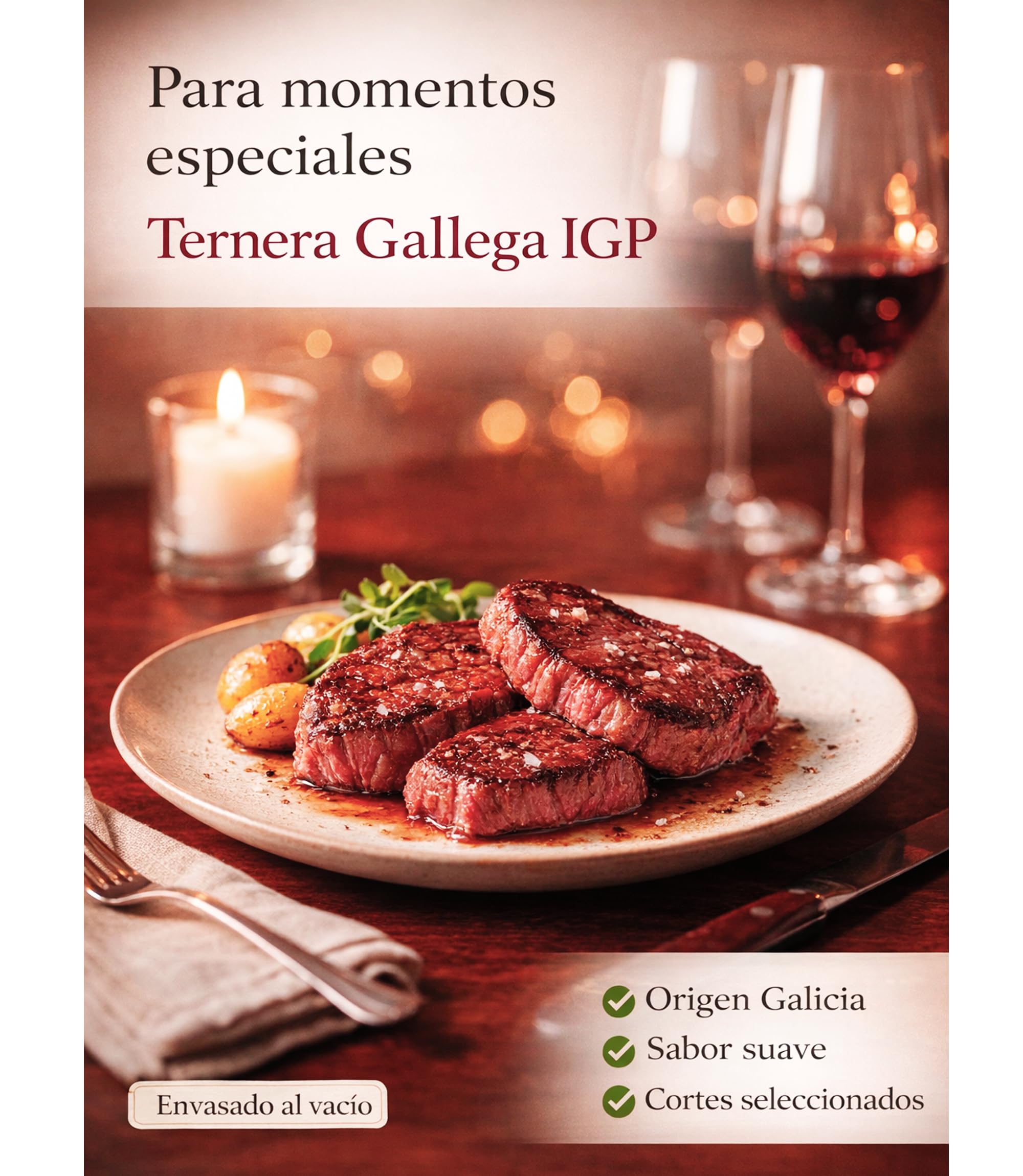 Filetes de Ternera Gallega IGP 1 kg Carne Fresca Magra Corte Tapa Babilla Cadera Fileteado a Mano Envasado al Vacio Envio Refrigerado 24h para Plancha y Empanar Deshuesada Origen Galicia Trazabilidad