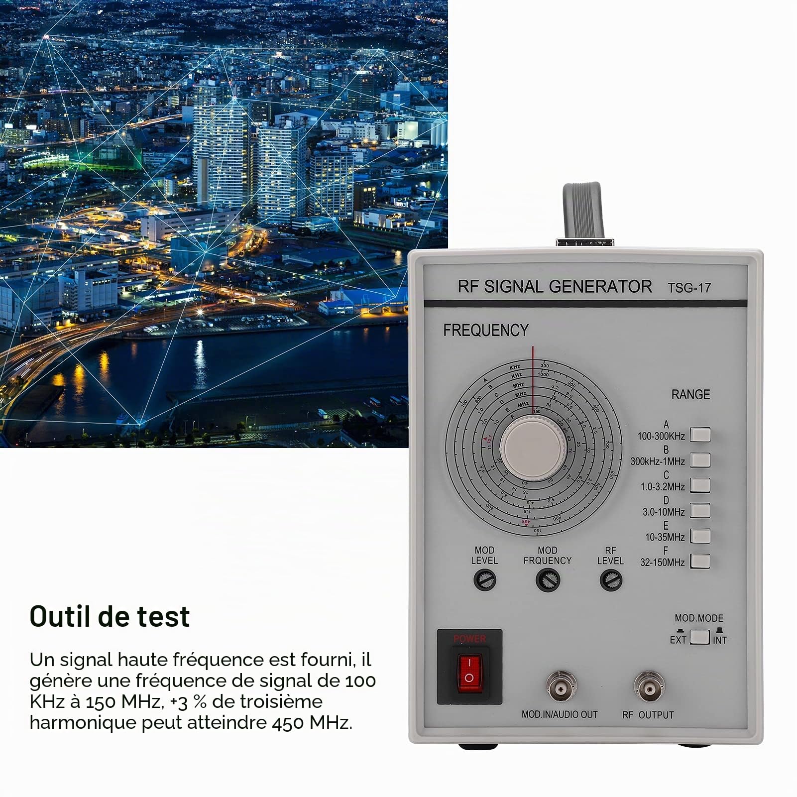 Générateur de Signaux TSG-17 100KHz-150MHz Générateur de Fonctions EU 10A-18A 250V Oscilloscope Numérique Haute Fréquence avec Faible écart de Précision