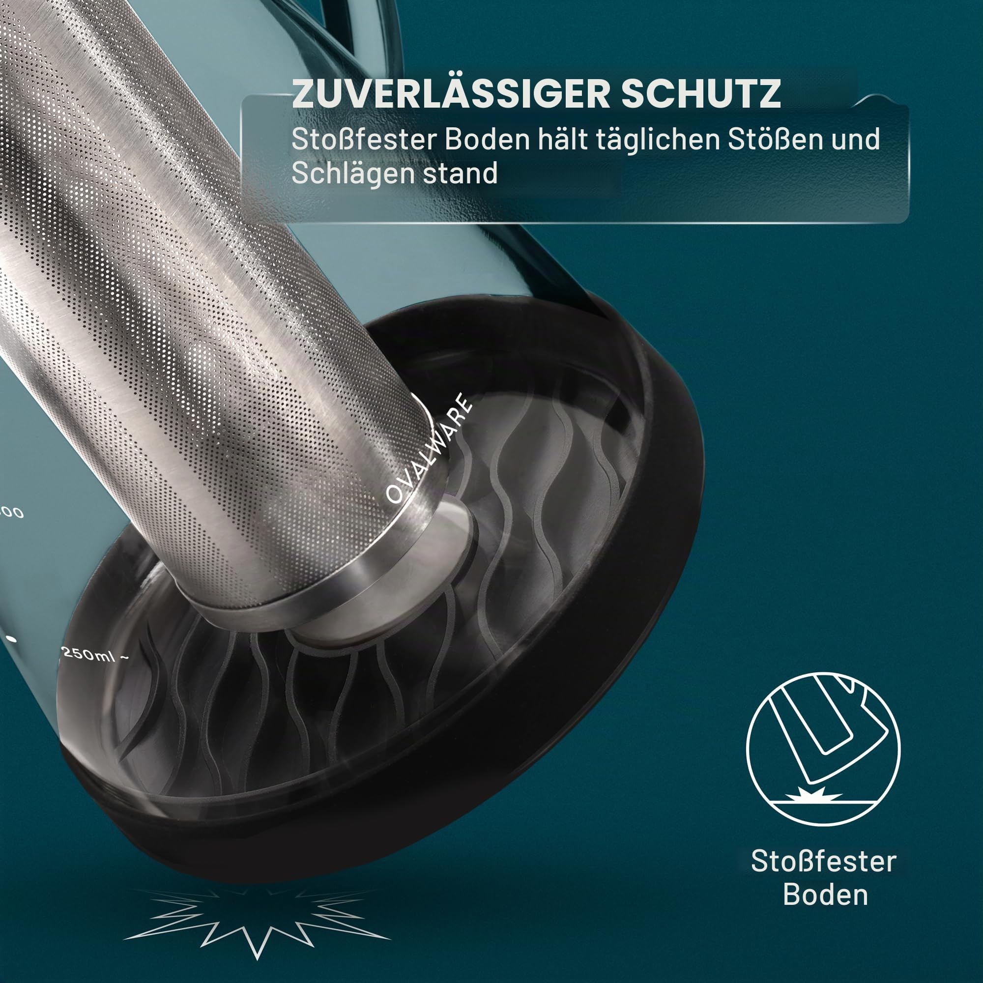 ovalware Cold Brew Coffee Maker - Luftdichte Kaffeemaschine für kalten Kaffee und Teesieb mit Ausguss RJ3 Brühglaskaraffe mit (1.0 Liter)