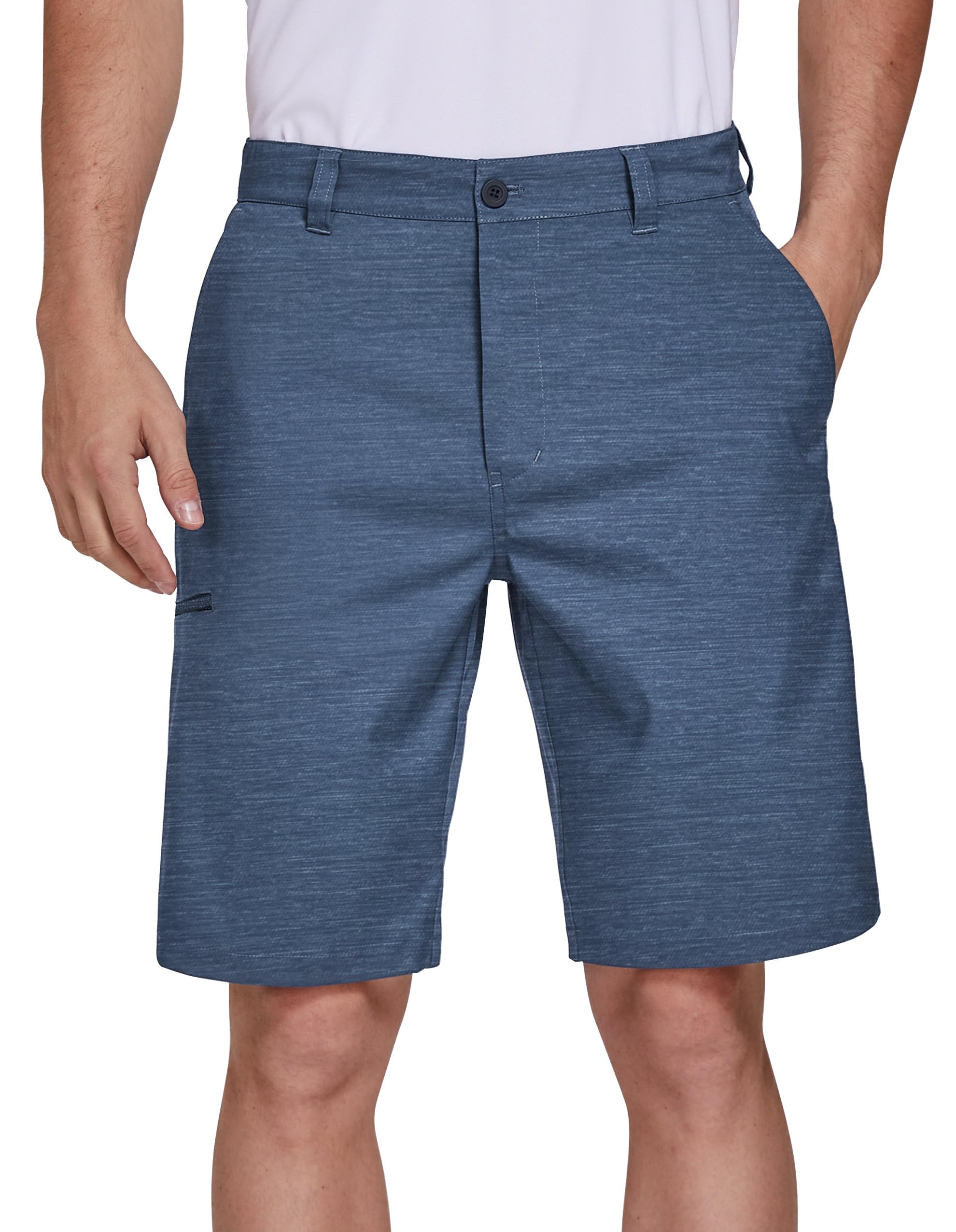 PULI Men's Golf Hybrid Dress Shorts Stretch Flat Front Quick Dry 10” Inseam | Lightweight Performance Regular Fit Multiple Pockets Machine Washable for Effortless Care