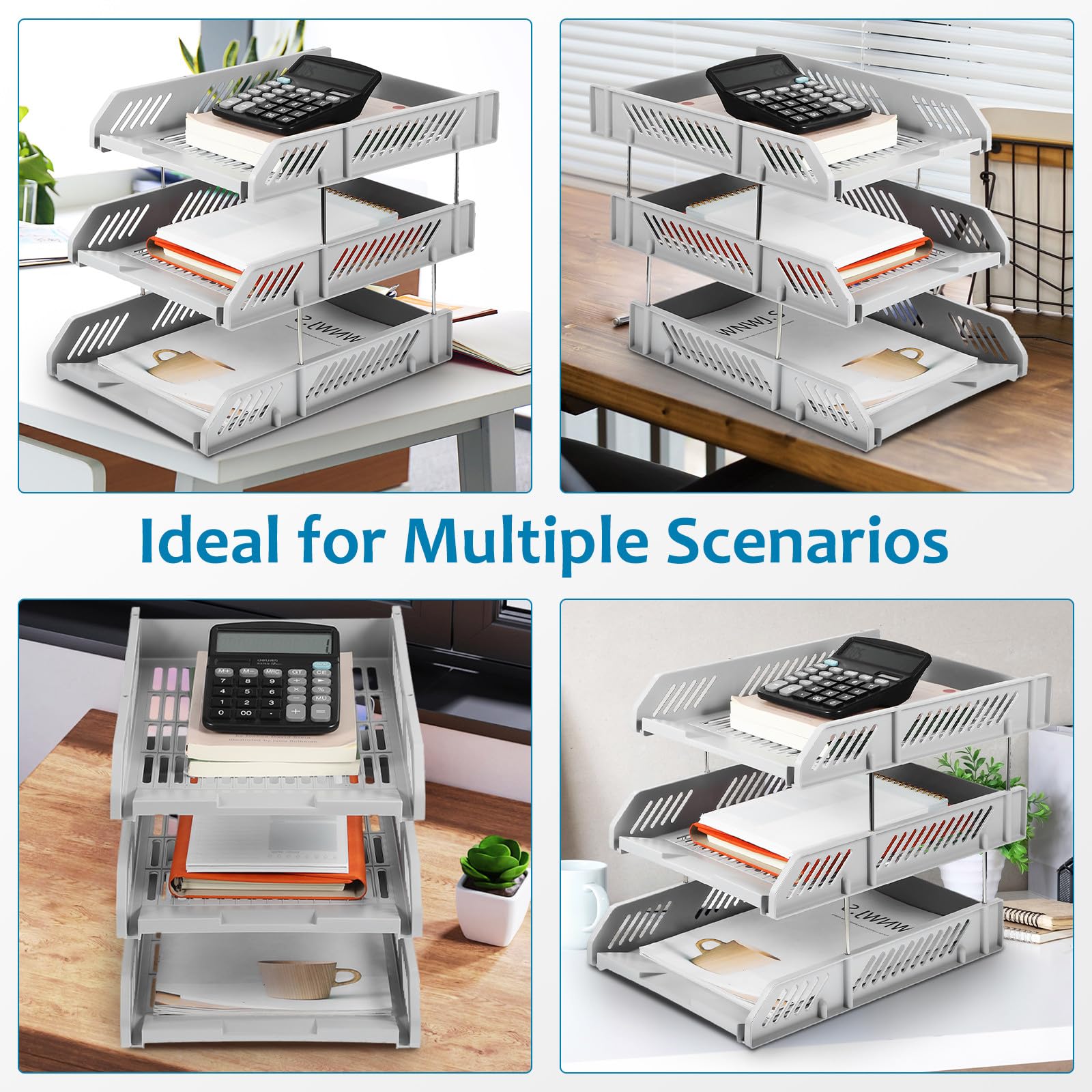 Abaodam Organizer per Documenti da Scrivania in Plastica Multi-strato Design Salvaspazio Elegante per Ufficio e Casa, Supporto File e Quaderni Funzionale