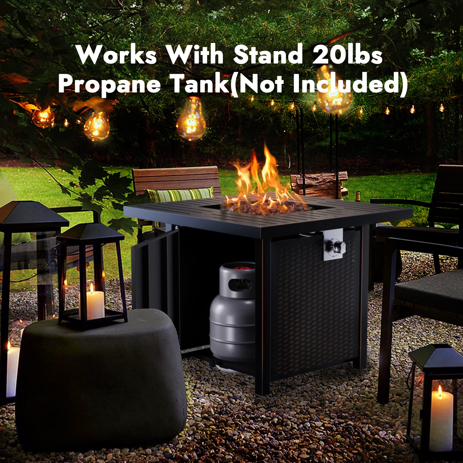 Ciays Propane Fire Pits 32 Inch Outdoor Gas Fire Pit, 50,000 BTU Steel