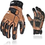 Vgo 1Pair Safety Leather Work Gloves,Mechanics Gloves,Impact Gloves,Anti-Vibration Gloves,Rigger Gloves,Heavy Duty(Size L,Blue,CA7725IP)