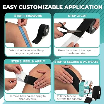 Kinesiology Tape Bulk Roll 114ft - Athletic Sports Tape, Black