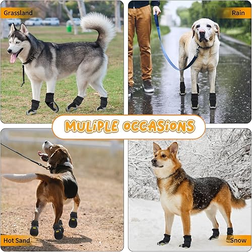 Miniatura 5 de 4 botas antideslizantes para perro, zapatos para perros medianos y grandes, impermeables y protectores de patas, color gris (talla 7, ancho 2.8