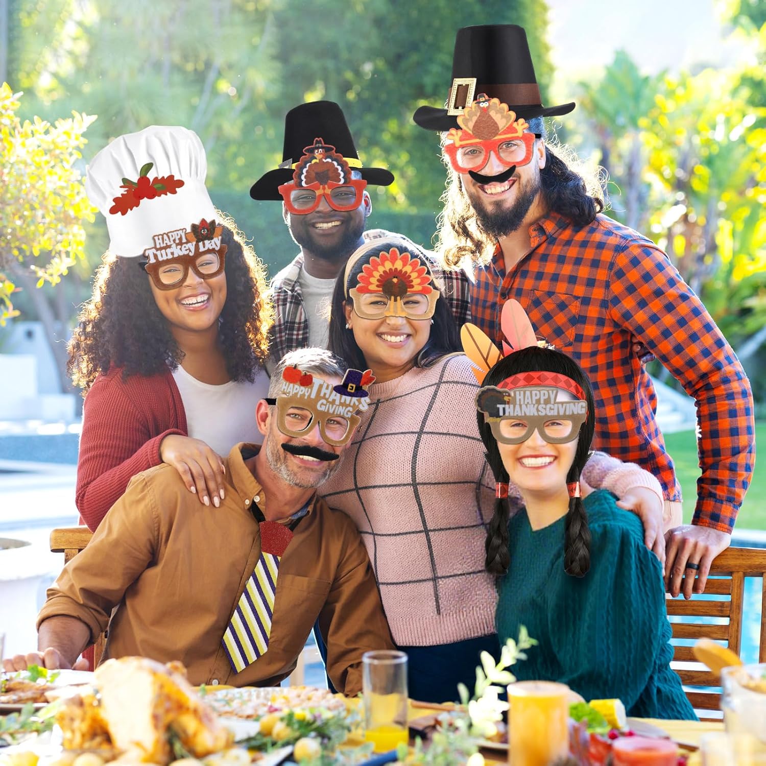 36 Pcs Thanksgiving Photo Booth Props Fall Photo Booth Props Funny Friendsgiving Hat Glasses Turkey Headbands Necktie for Harvest Autumn Pumpkin Happy Thanksgiving Party Decorations Supplies