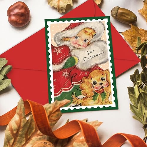 Miniatura 7 de Paquete de 30 tarjetas de Navidad, tarjetas de felicitación de Navidad retro con sobres, tarjetas vintage en blanco para Navidad, baby shower,