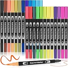 Maqhpu Felt Tip Pens, 24 Colours Dual Brush Fineliner Fine Tip & Brush Tip, Felt Tip Pens Thick and Thin for Adults and Children, Brush Pens for Bullet Journal, Drawing, Scrapbook, School Supplies