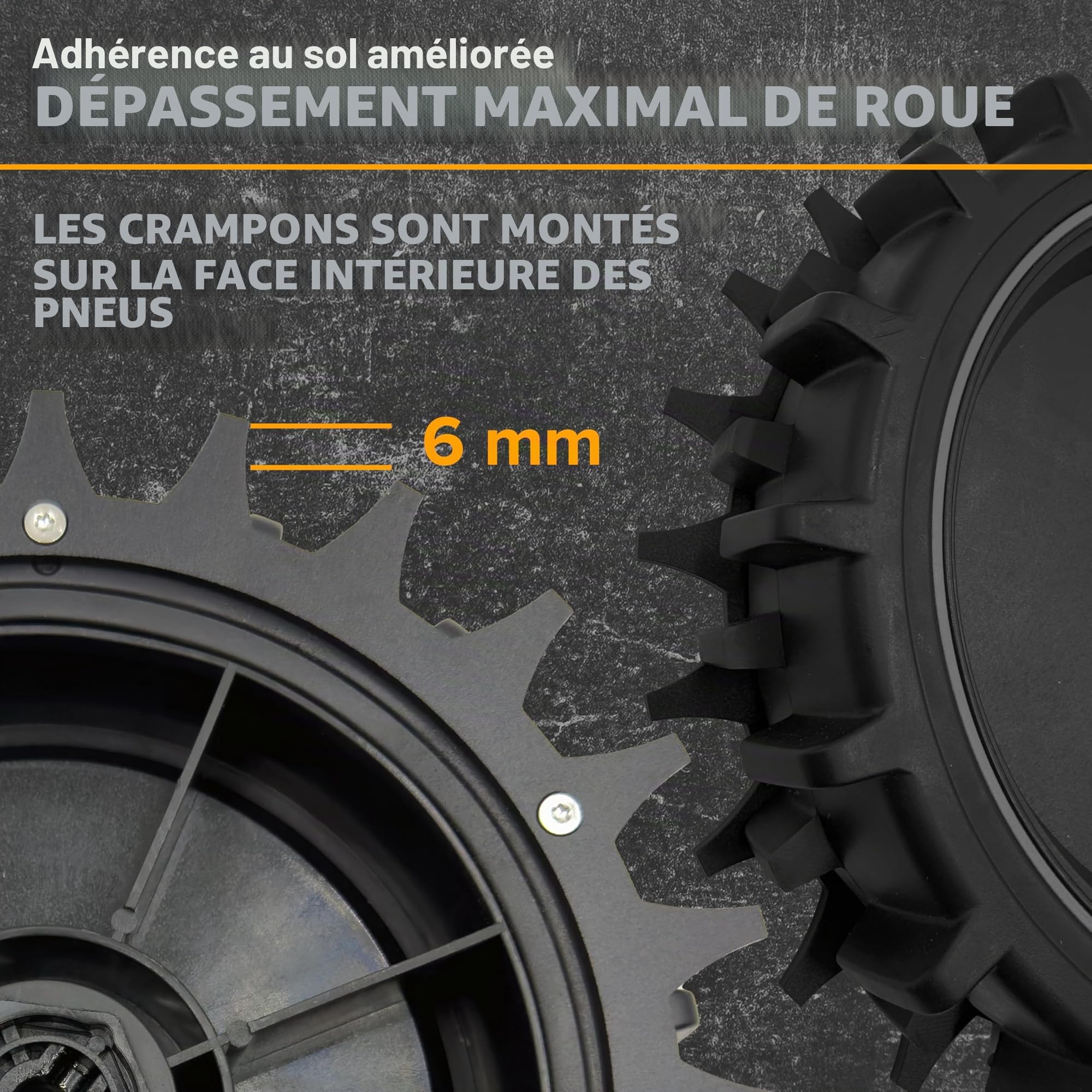 Embouts noirs pour robot tondeuse Parkside PMRA/PMRDA/PAMR/PAMRS - Revêtement en poudre - 219 mm - Ébavuré et avec 14 vis en acier inoxydable - Amélioration de la traction pour tondeuse ROBO CLAWS