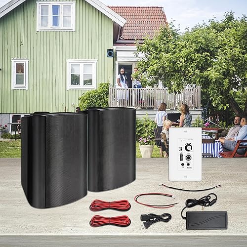 Miniatura 8 de Herdio Altavoces para exteriores de 5.25 pulgadas impermeables de 300 W con amplificador Bluetooth de pared, graves potentes y durabilidad para todo