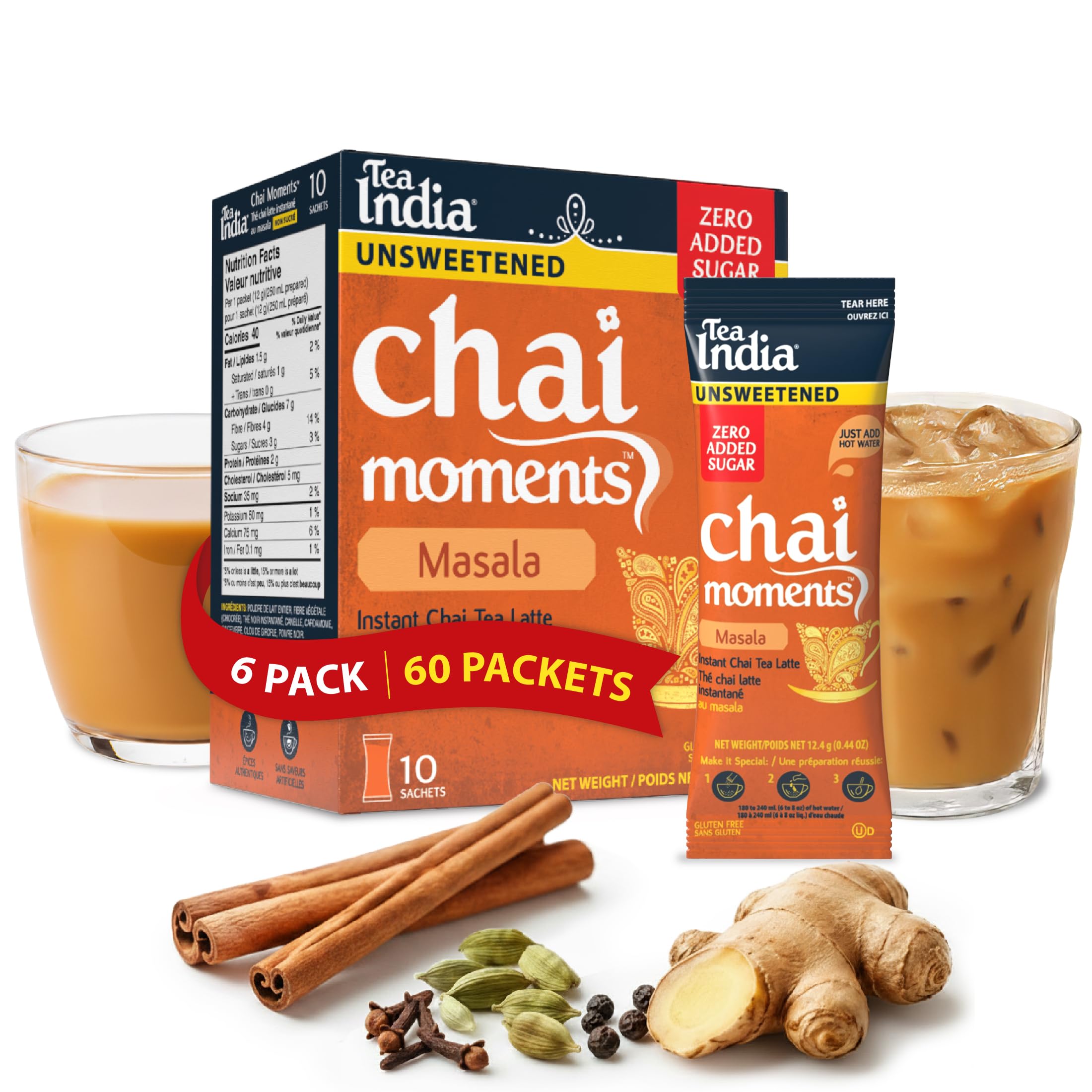 Amazon.com : Tea India Chai Moments Masala Chai No Sugar Instant