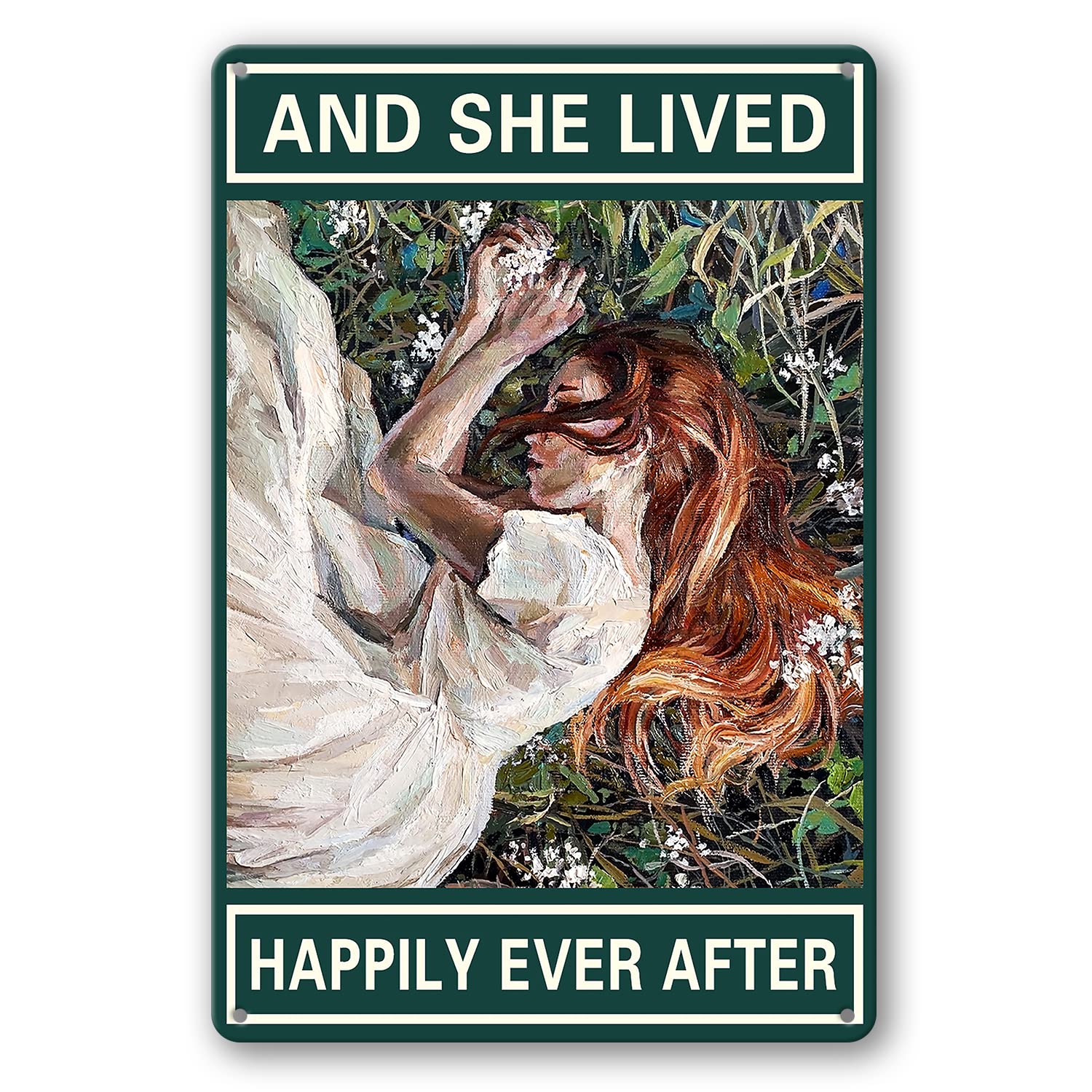rayprint and She Lived Metal Tin Signs-Metal Tin Signs Exquisite Wall Art Decor Inspirational Gift Positive Affirmations Hanging for Office Classroom Home Living Room Bedroom Wall Decor 8"x12"