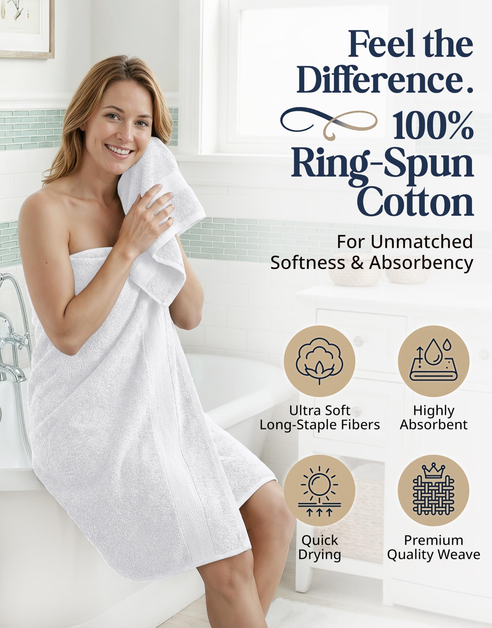 Amazon｜LANE LINEN コットン100%高級バスルームタオルセット - 6枚