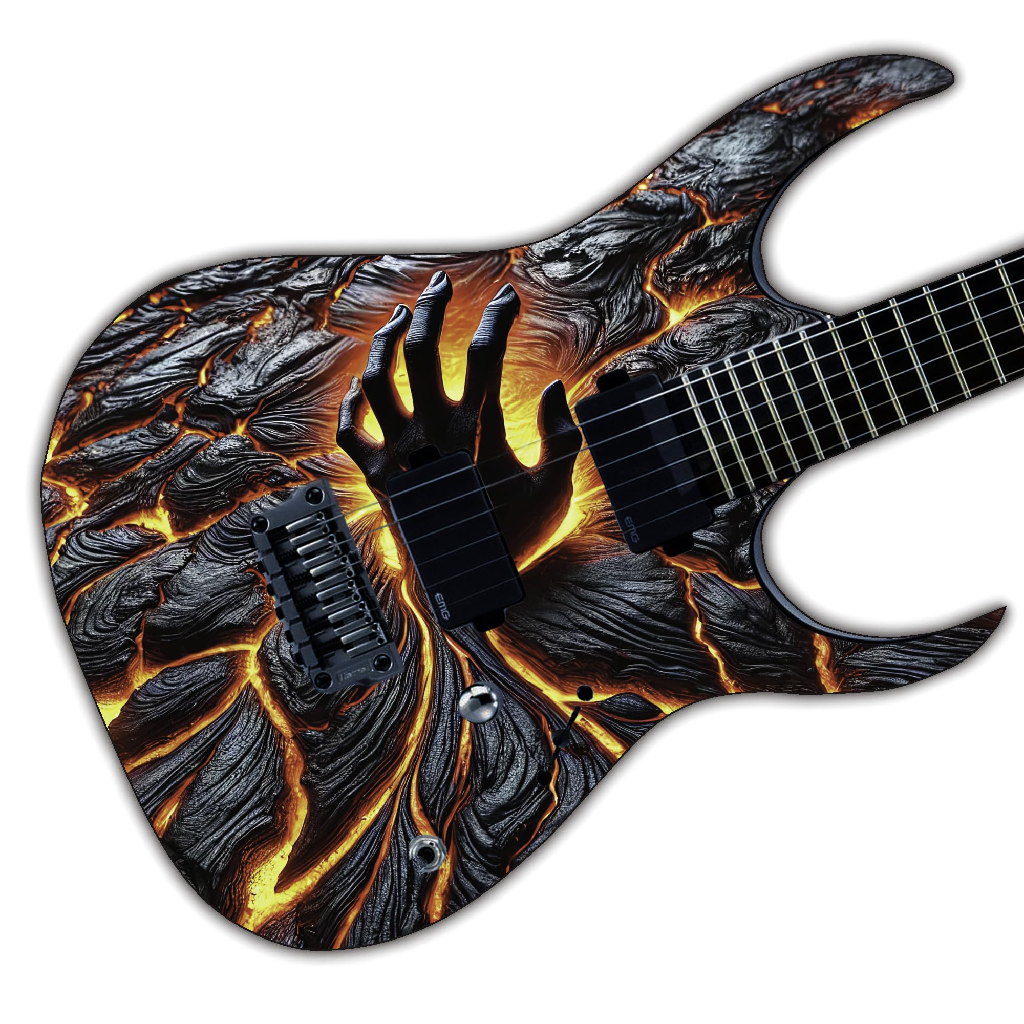 DesignDivil Adhesivo de vinilo impreso laminado GS229 para guitarra o bajo con texto en inglés "The Lava Hand"