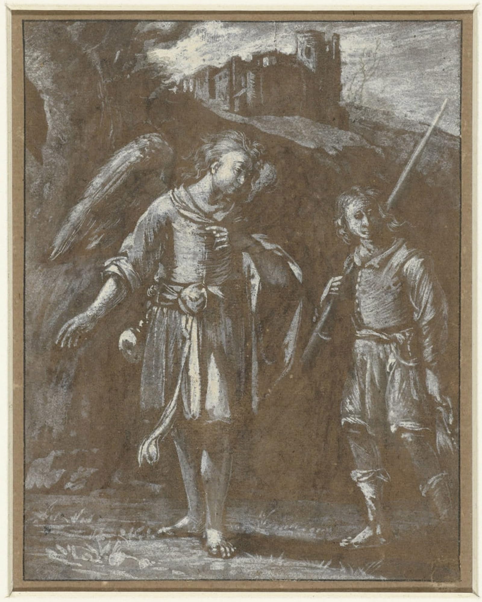 ARTXLXXBN Famous Painting Canvas Artwork Graffiti Print Tobias En De Engel by Elsheimer Portrait Canvas Image for Home Decor 60x90cm