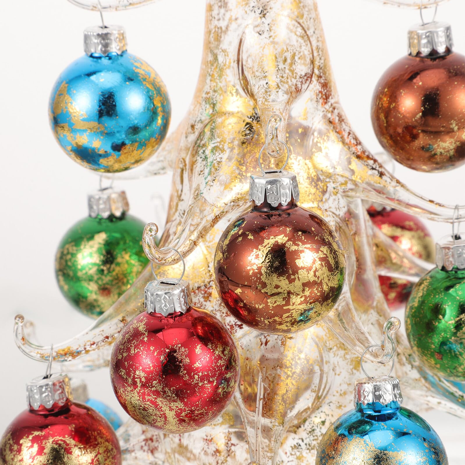 DECHOUS Árbol de Navidad de Cristal Grande Amarillo Adorno Navideño para Decoración de Escritorio y Repisa Estatua Hecha a Mano Resistente para Mesa de Centro y Ambiente Festivo