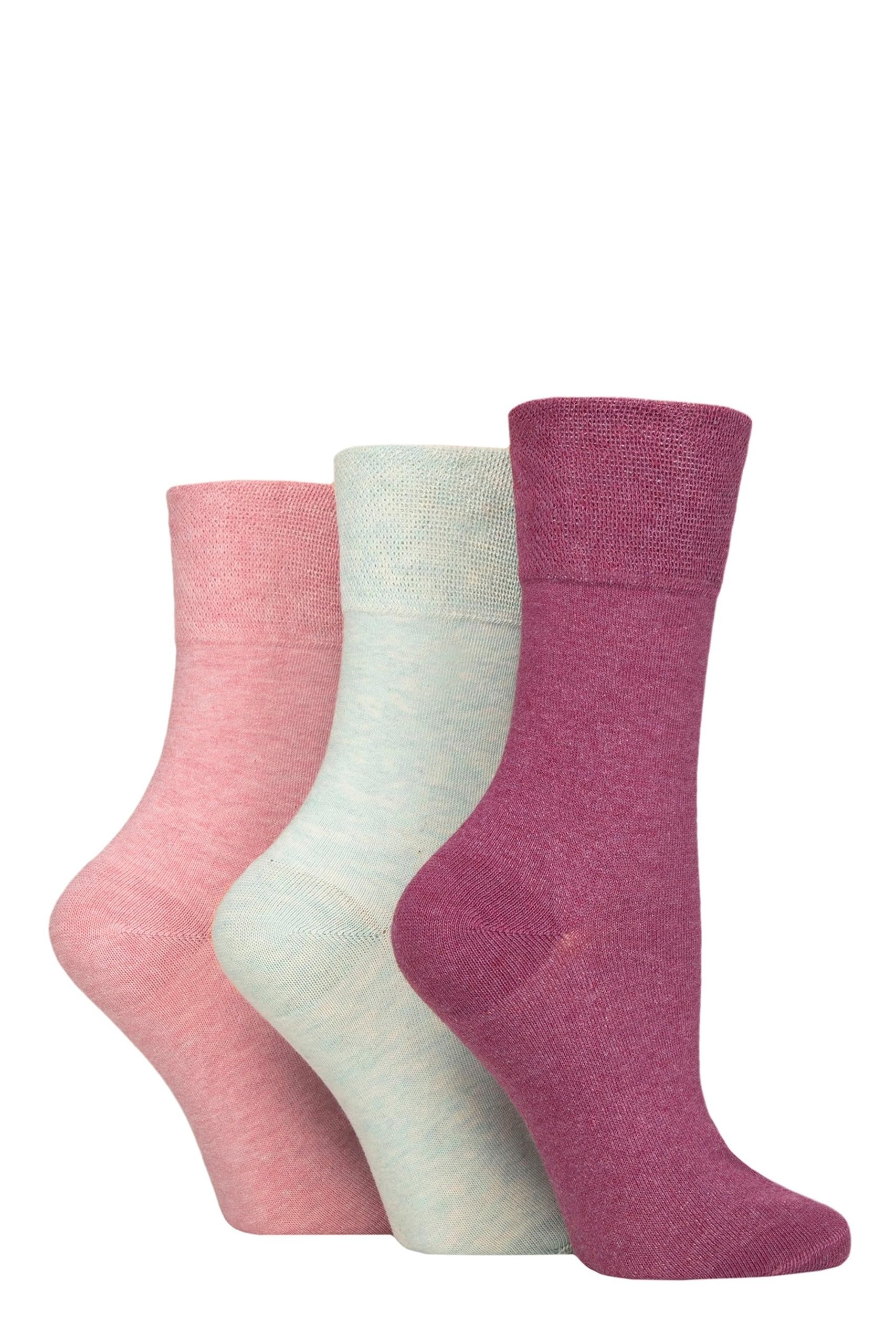 IOMI SOCKSHOP Footnurse Ladies’ Gentle Grip Diabetic Socks Plain Seamless Socks Wide Fit Cuffs Comfort Size 4-8 3 Pairs (UK, Numeric, 4, 8, Regular, Regular, Sherbert Pink/Mint/Raspberry)
