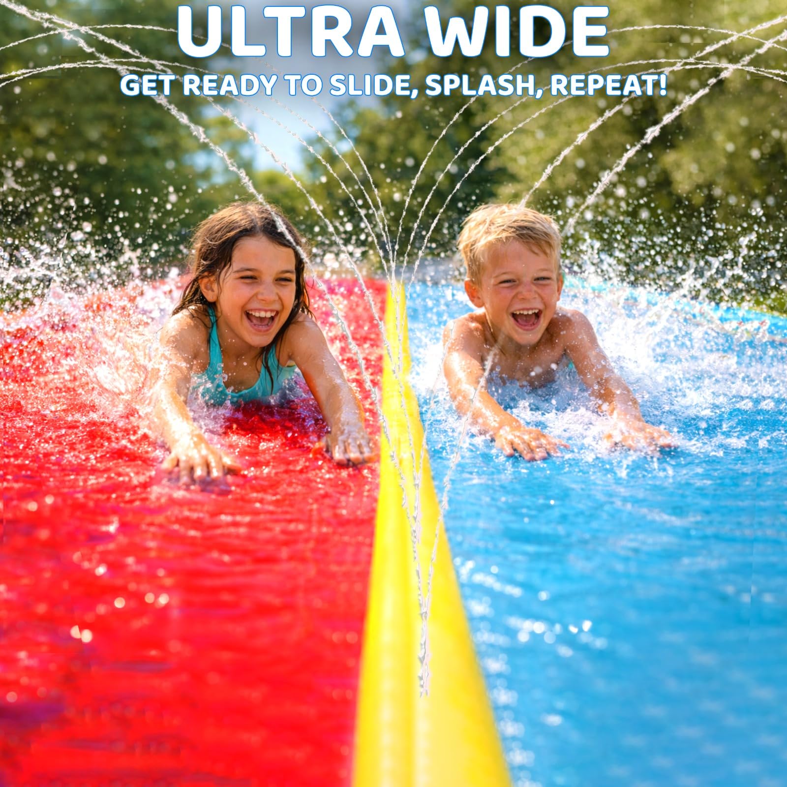 JAMBO Aufblasbare Wasserrutsche mit Sprinkler 549 cm, Wasserrutsche Garten für Kinder, Wasserspielzeug Outdoor