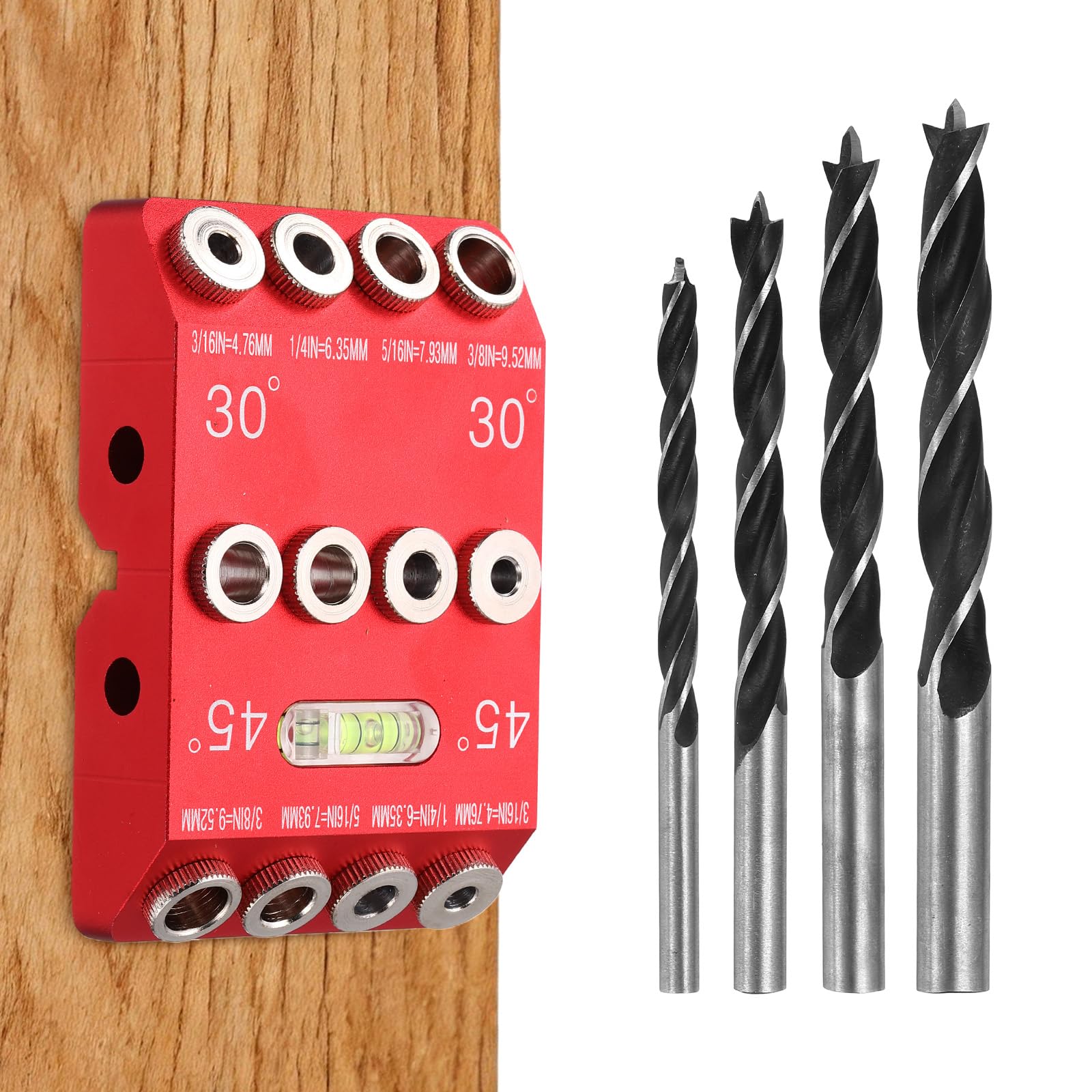 sourcing map 30/45/90° Angle Drill Hole Guide Jig, Portable Drilling Template for Angled and Straight Hole Stair Handrail, Cable Railing, Wood Post Kit